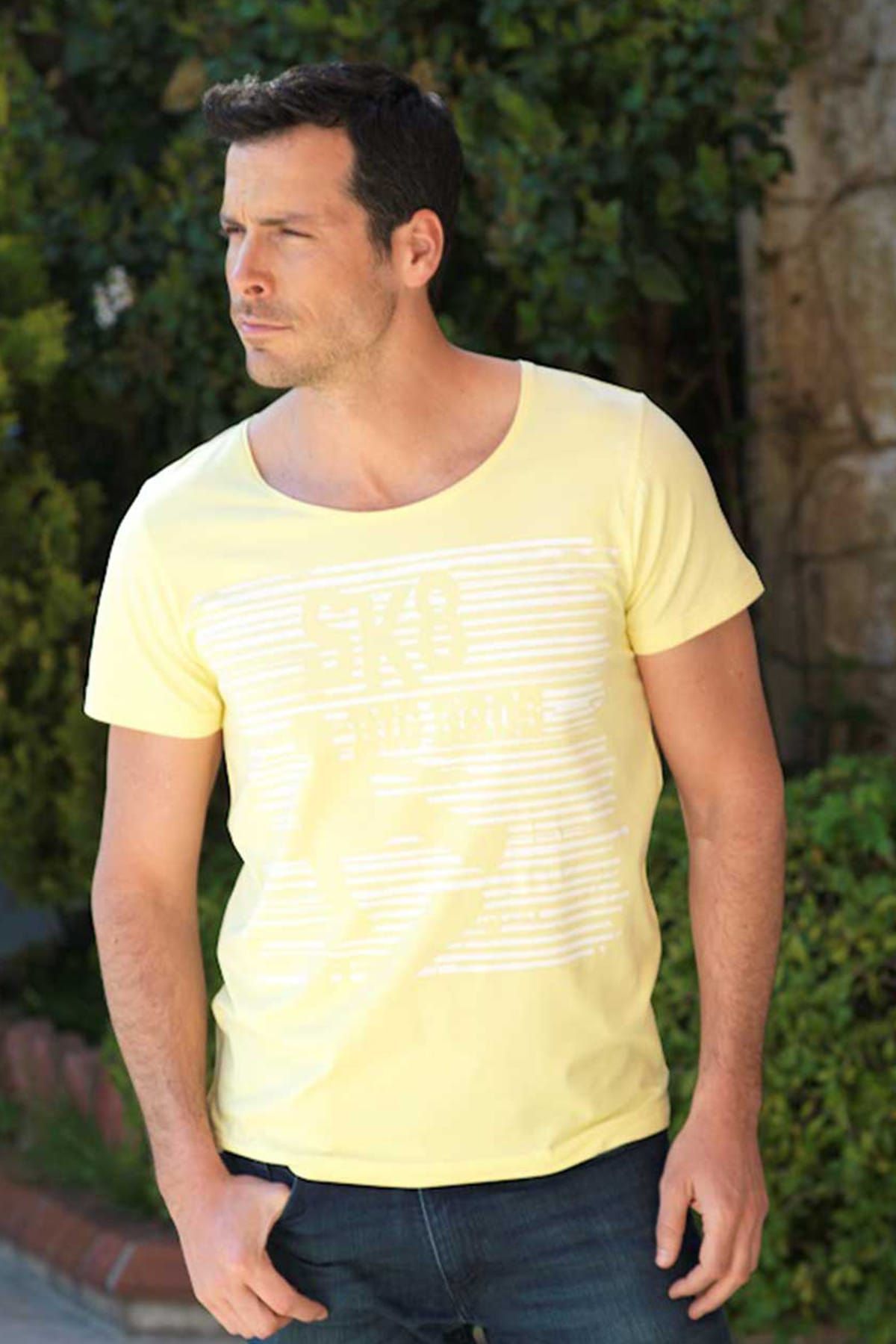 Şahinler Erkek Sarı Baskılı T-Shirt MEP22612