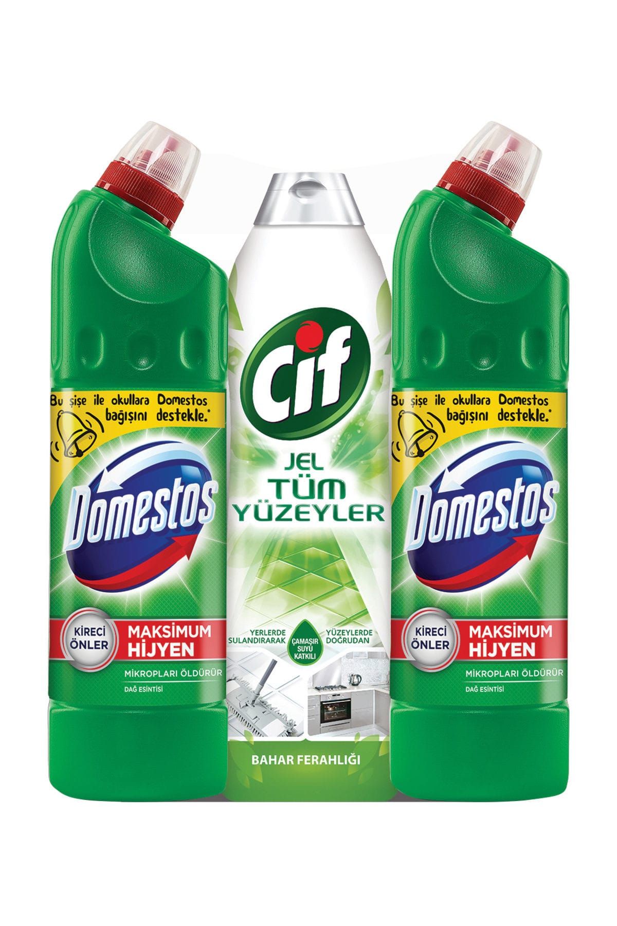 Domestos Dağ Esintisi 2'li + Cif Tüm Yüzeyler İçin Jel 750 ml