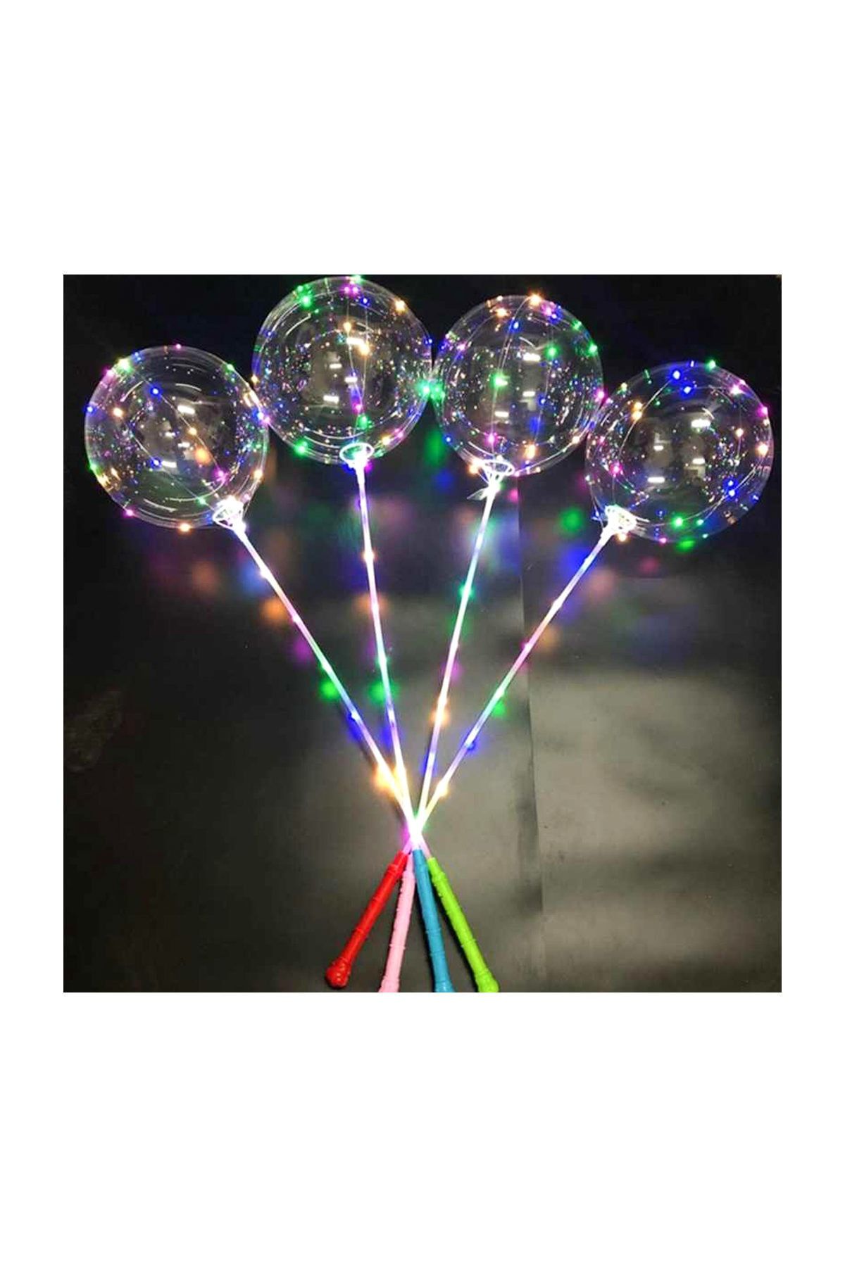 TT Tahtakale Toptancıları 3 Foksiyonlu Işıklı Balon Transparent Led Şeffaf Balon Çubuklu