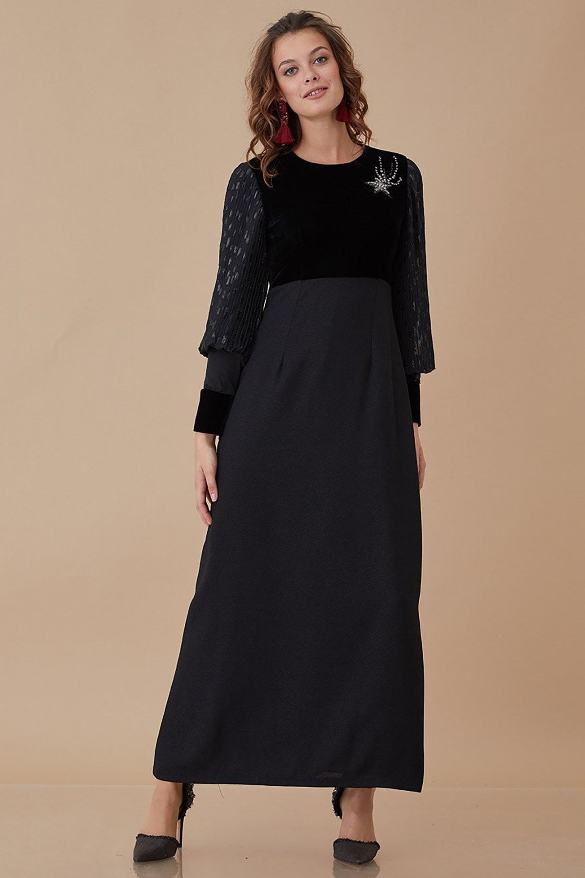 Kayra Kadın Siyah Elbise KA-A8-23014-12