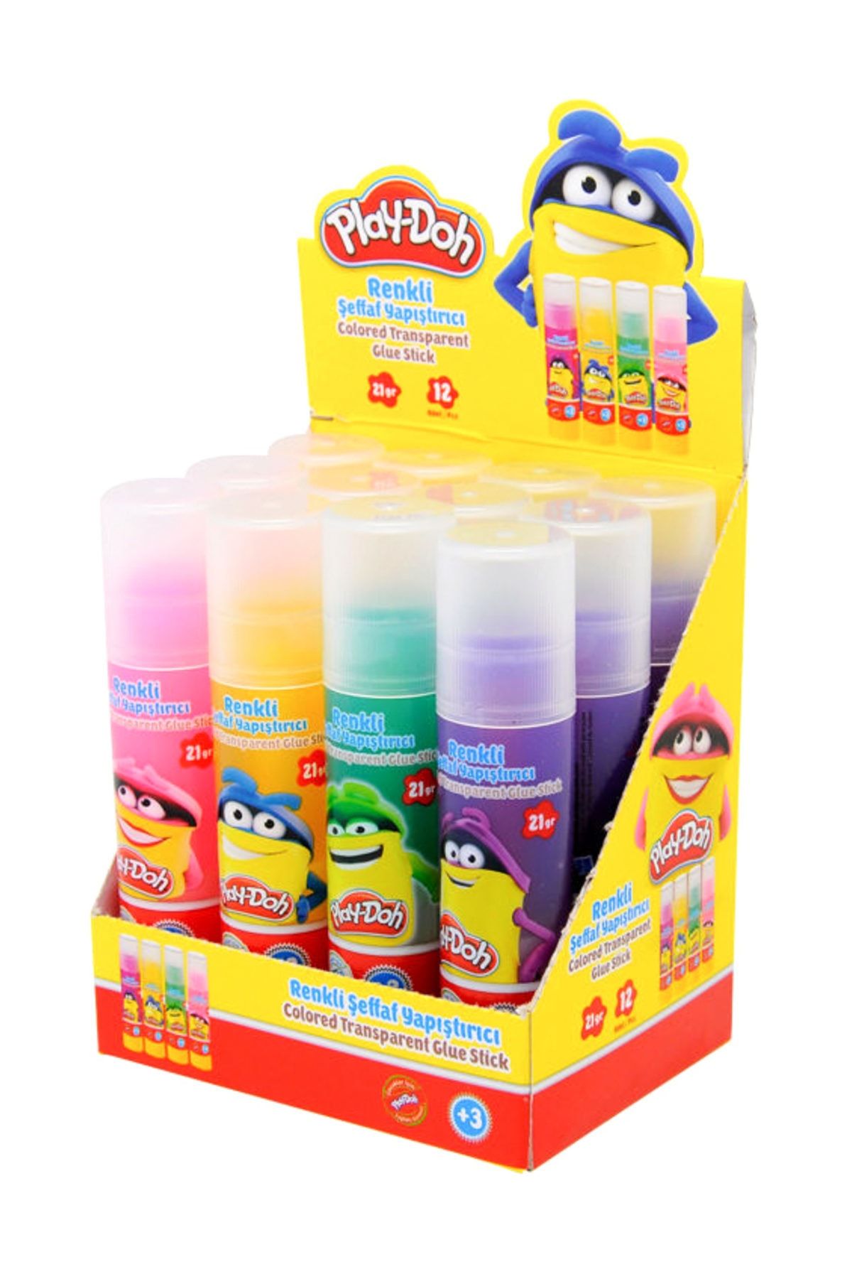 Play Doh Play-Doh Transparan Renkli Stick Yapıştırıcı 21 gr. 12`li Kutu