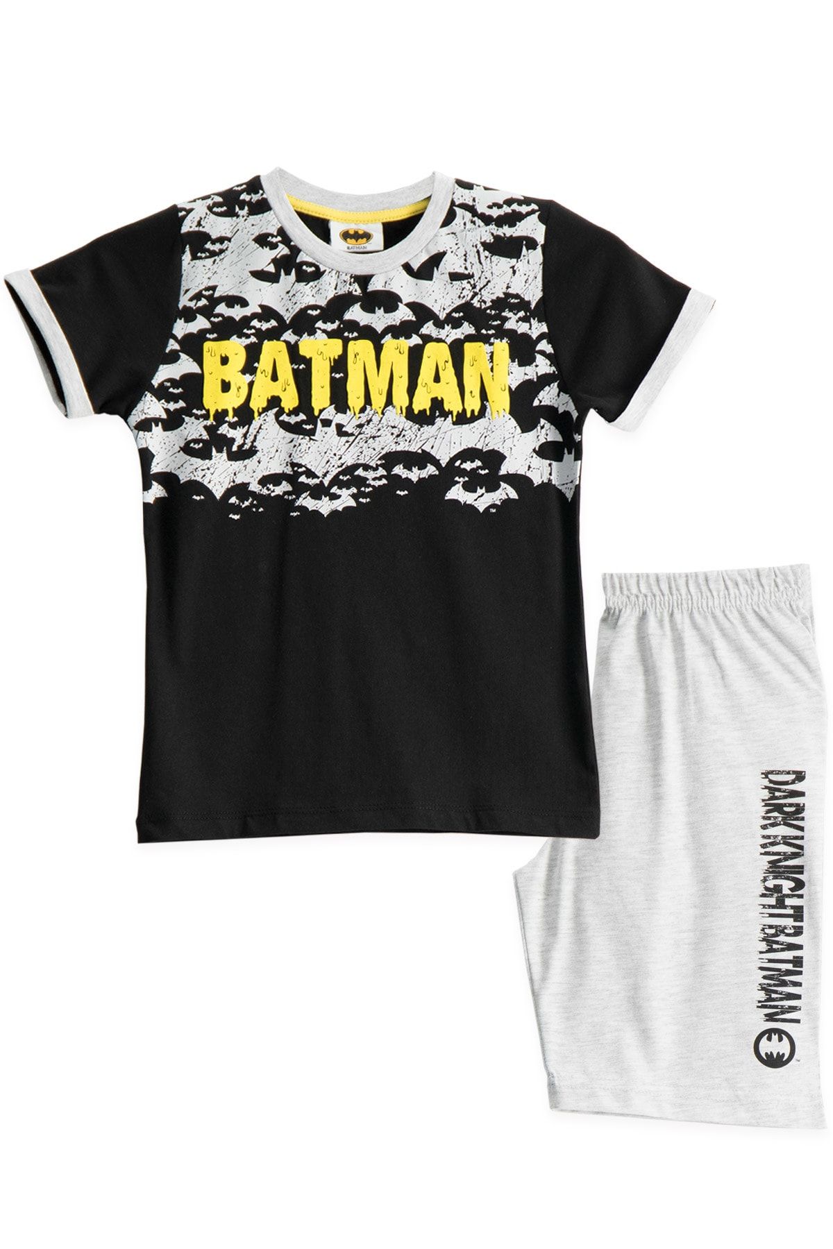 Batman Lisanslı Siyah Erkek Çocuk Bermuda Takımı