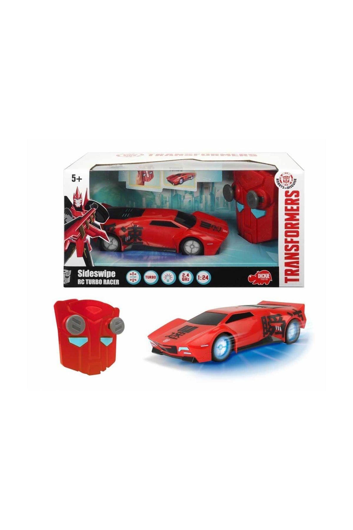 Dickie Toys 1:24 Uzaktan Kumandalı Transformers Turbo Racer Sideswipe Işıklı Araba