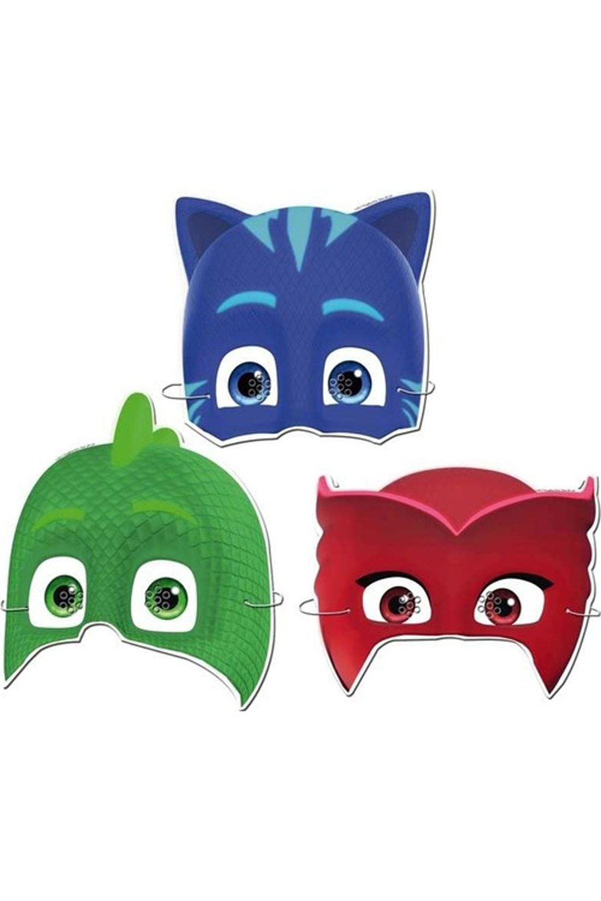 Parti Dolabı Pijamaskeliler maskesi:2 Kedi Çocuk + 2 Baykuş Kız + 2 Kertenkele