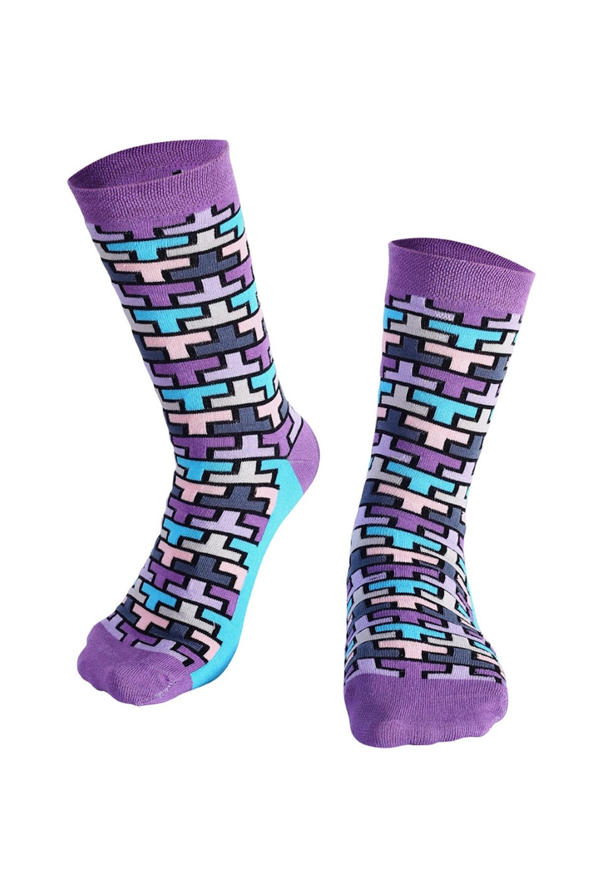 Özgür Çoraplar Kadın Mor Tetris Çorap