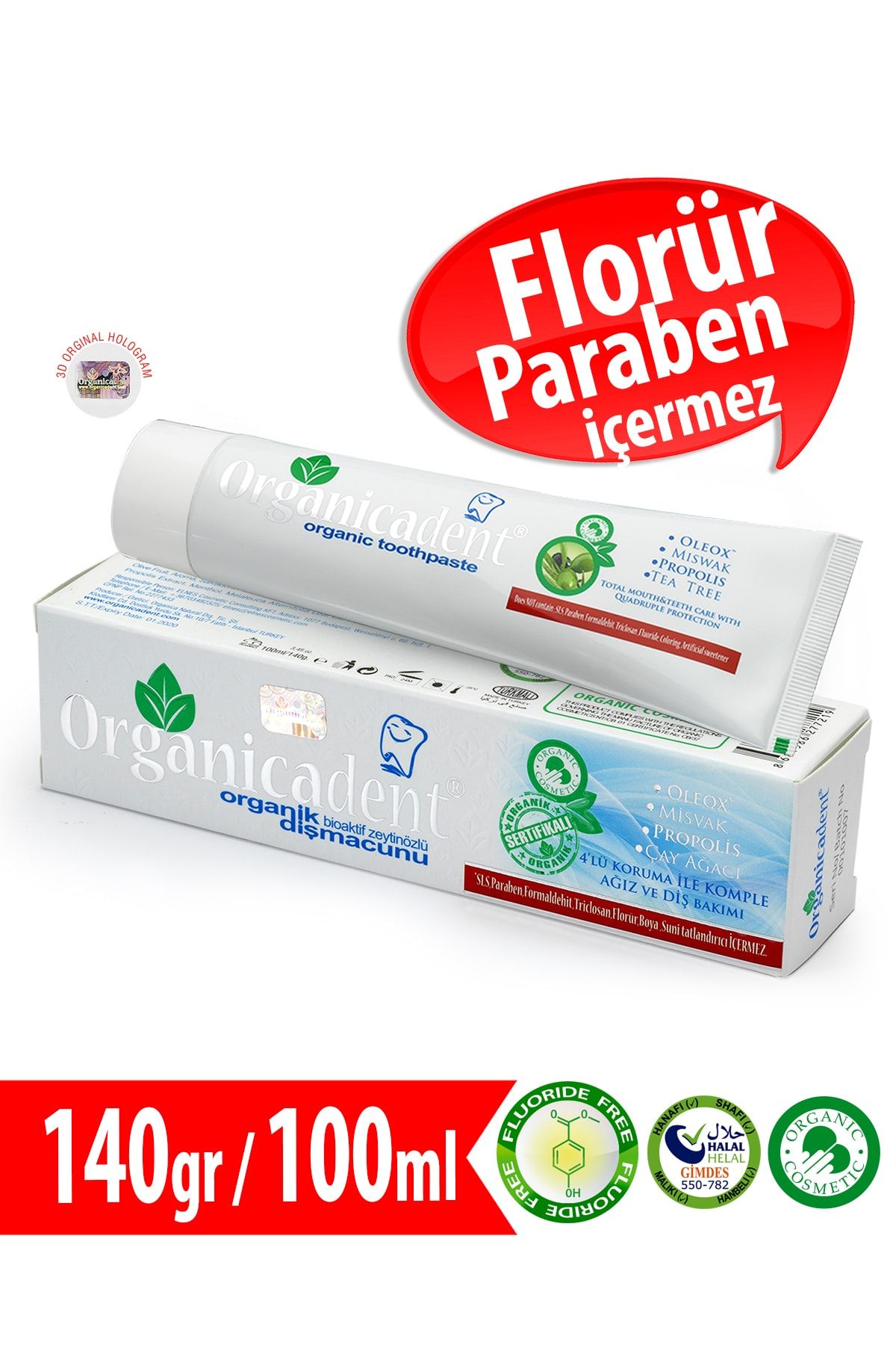 Organicadent Organik Florürsüz 100ml/140gr Diş Macunu