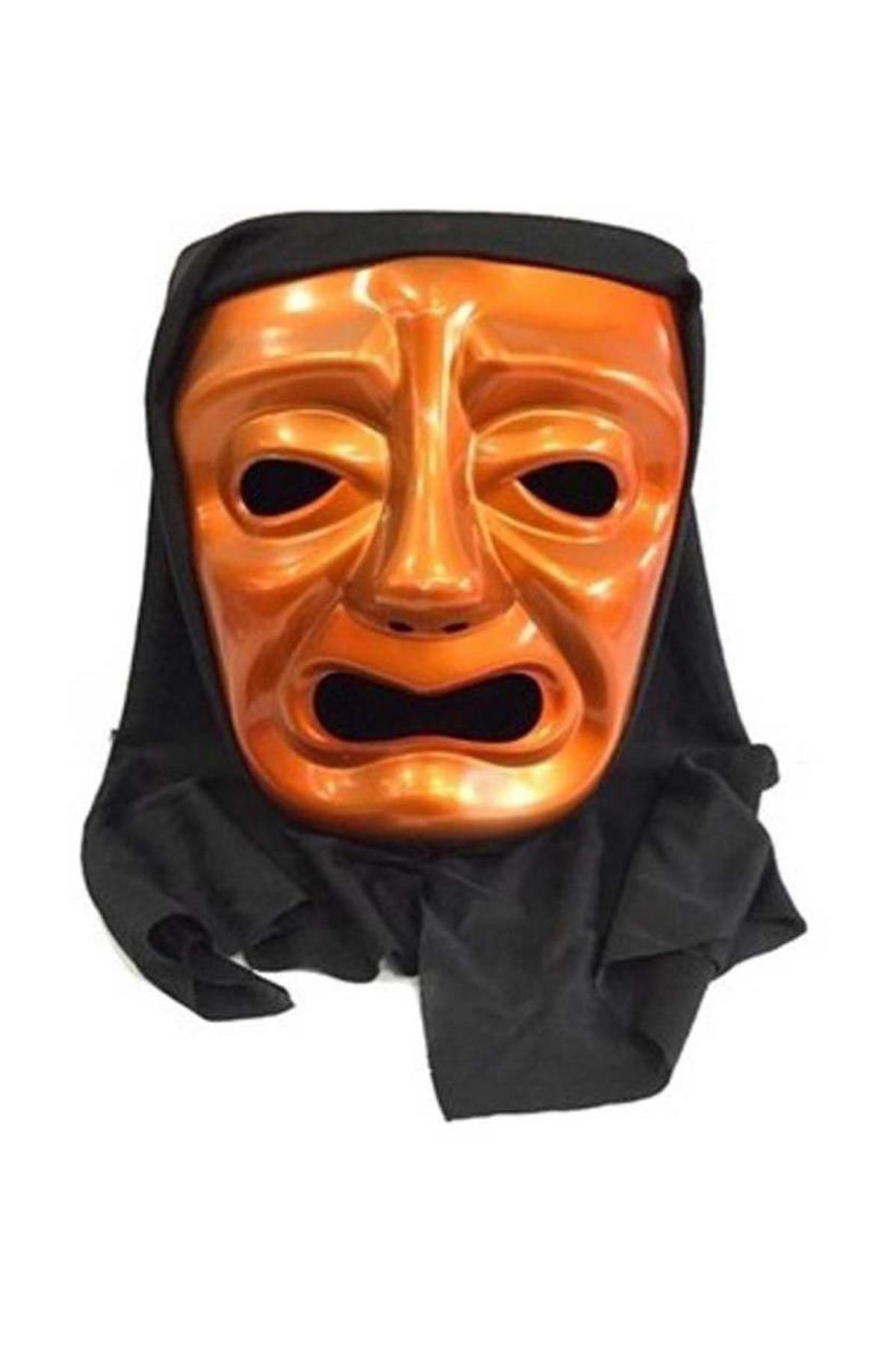 Parti Dolabı Turuncu Pelerinli Ağlayan Tiyatro Yüz Maskesi Plastik Korku Maske