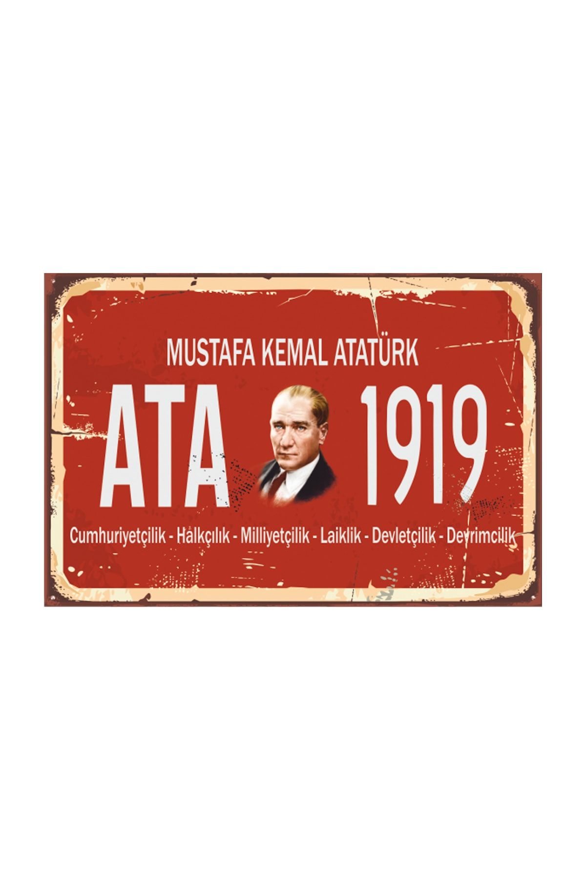 Hayat Poster Mustafa Kemal Atatürk Tabela Tarz Retro Vintage Ahşap Poster 2030044