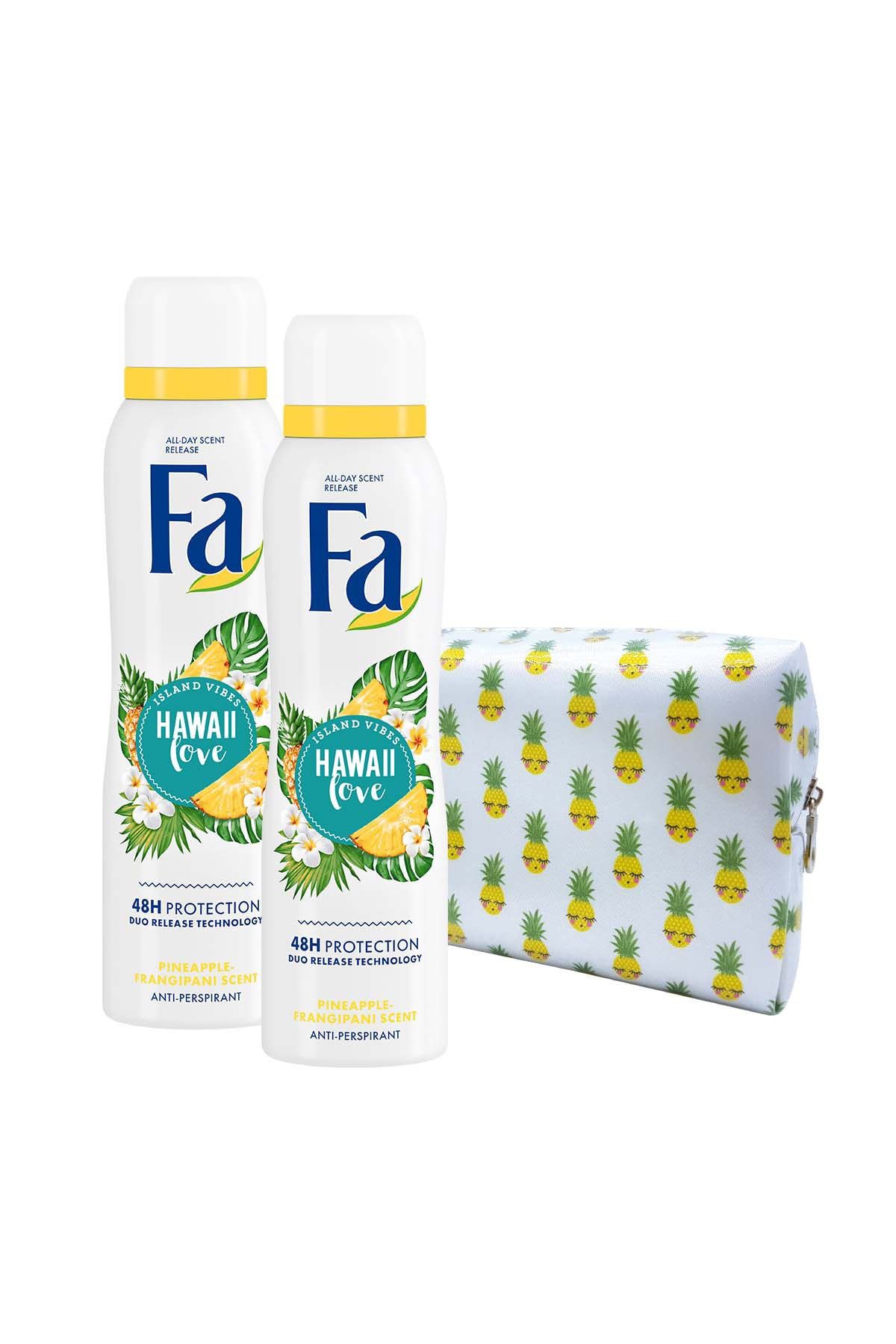 Fa Hawaii Love Deo Spray 150 ml  2'Li Paket + Ananaslı Çanta