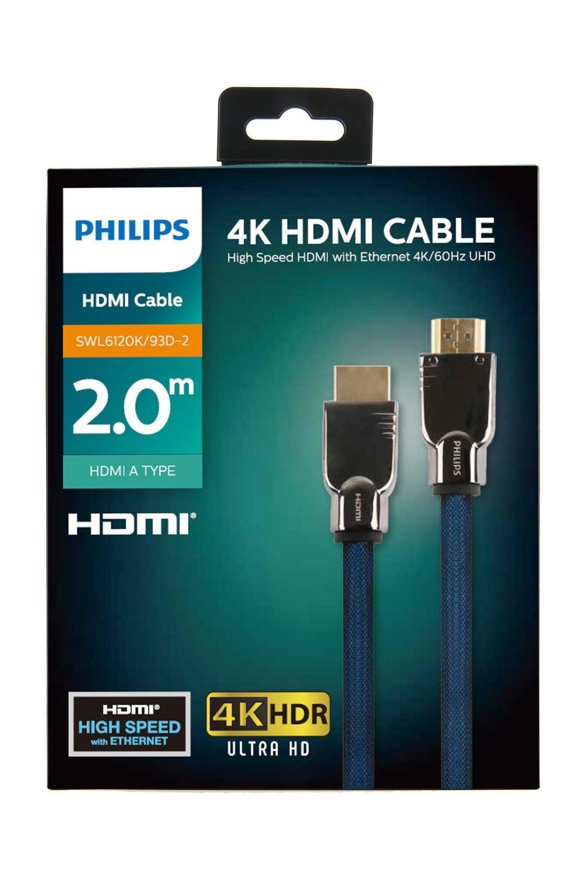 Philips 2 Metre HDMI Kablo Altın Uçlu 4K HDR ULTRA HD SWL6120K