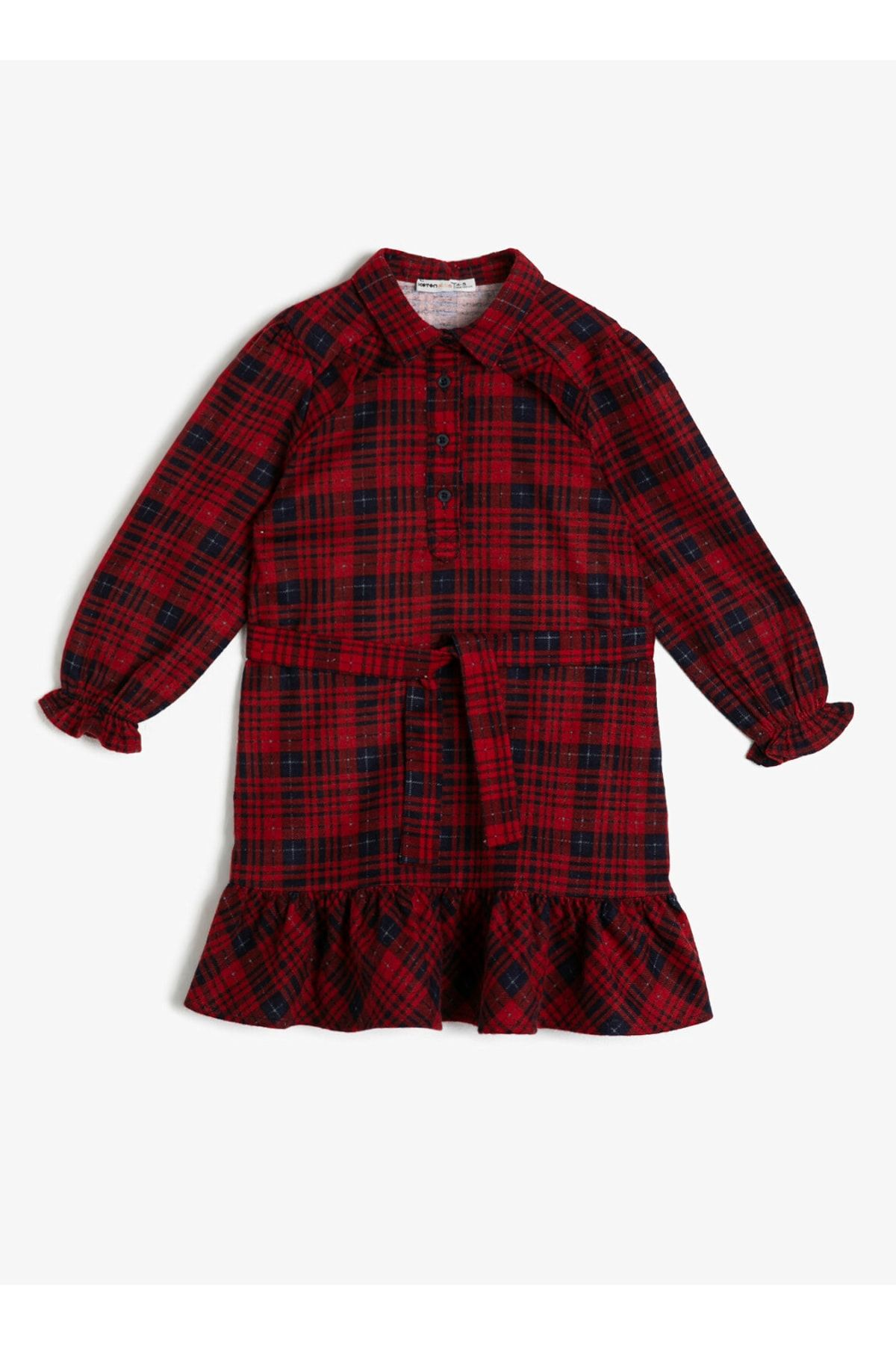Koton Kız Çocuk Kırmızı Dügme Detayli Elbise 0KKG87818OW
