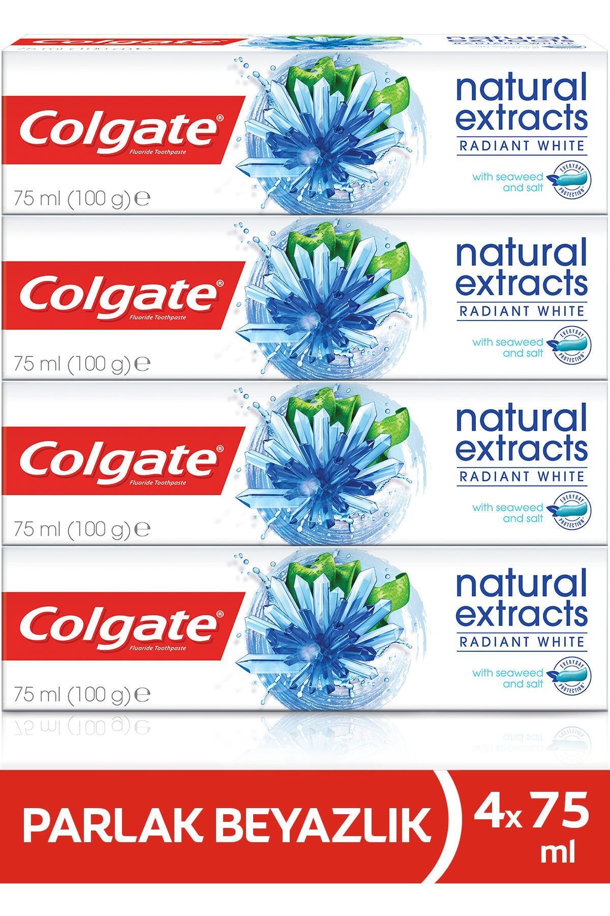 Colgate Natural Extracts Deniz Yosunu Tuzu Beyazlatıcı Diş Macunu 75 ml x 4 Adet