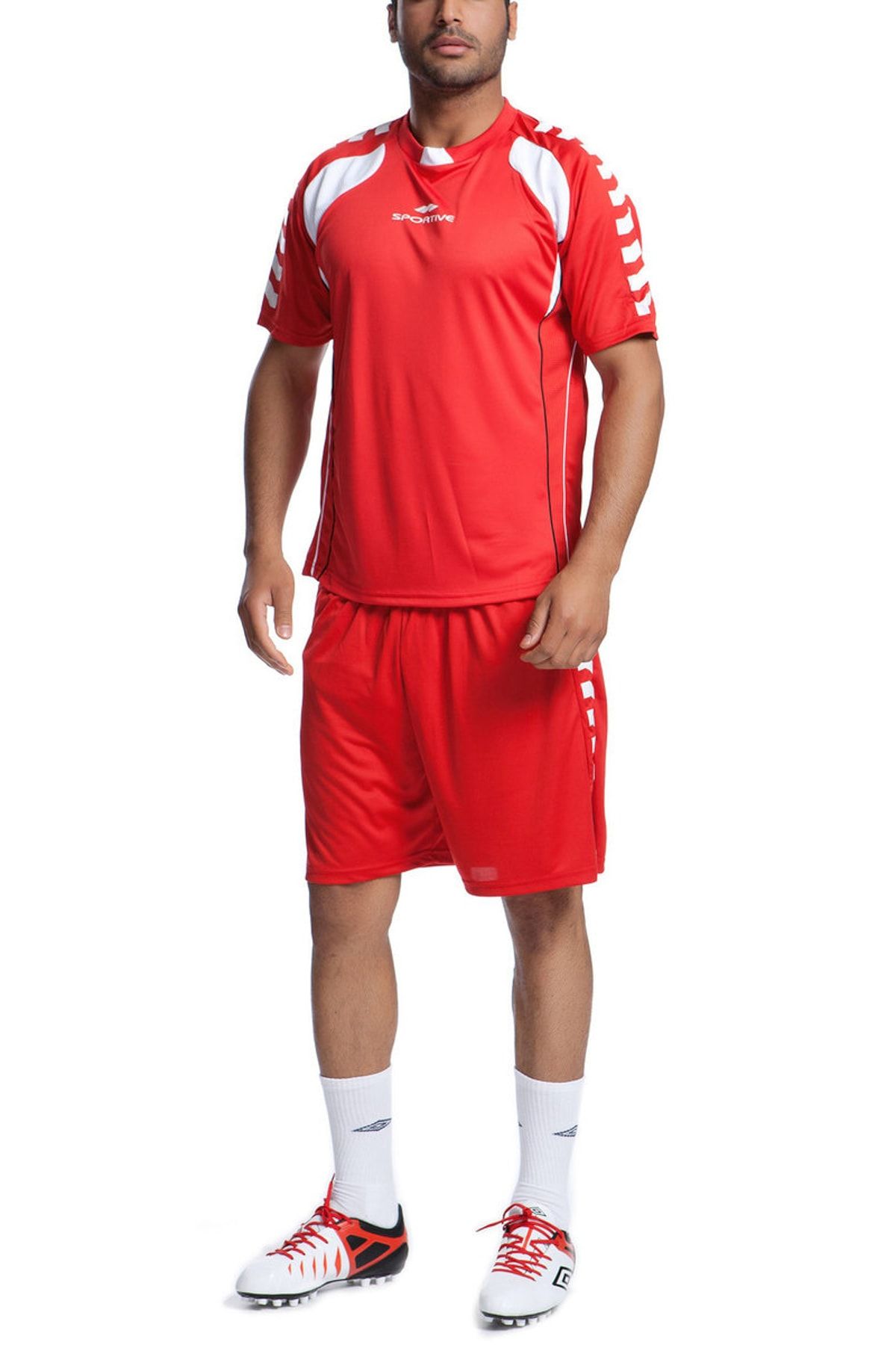 Sportive Erkek Kırmızı Futbol Forma Ve Şort Seti - FF075-KR-BY-SY