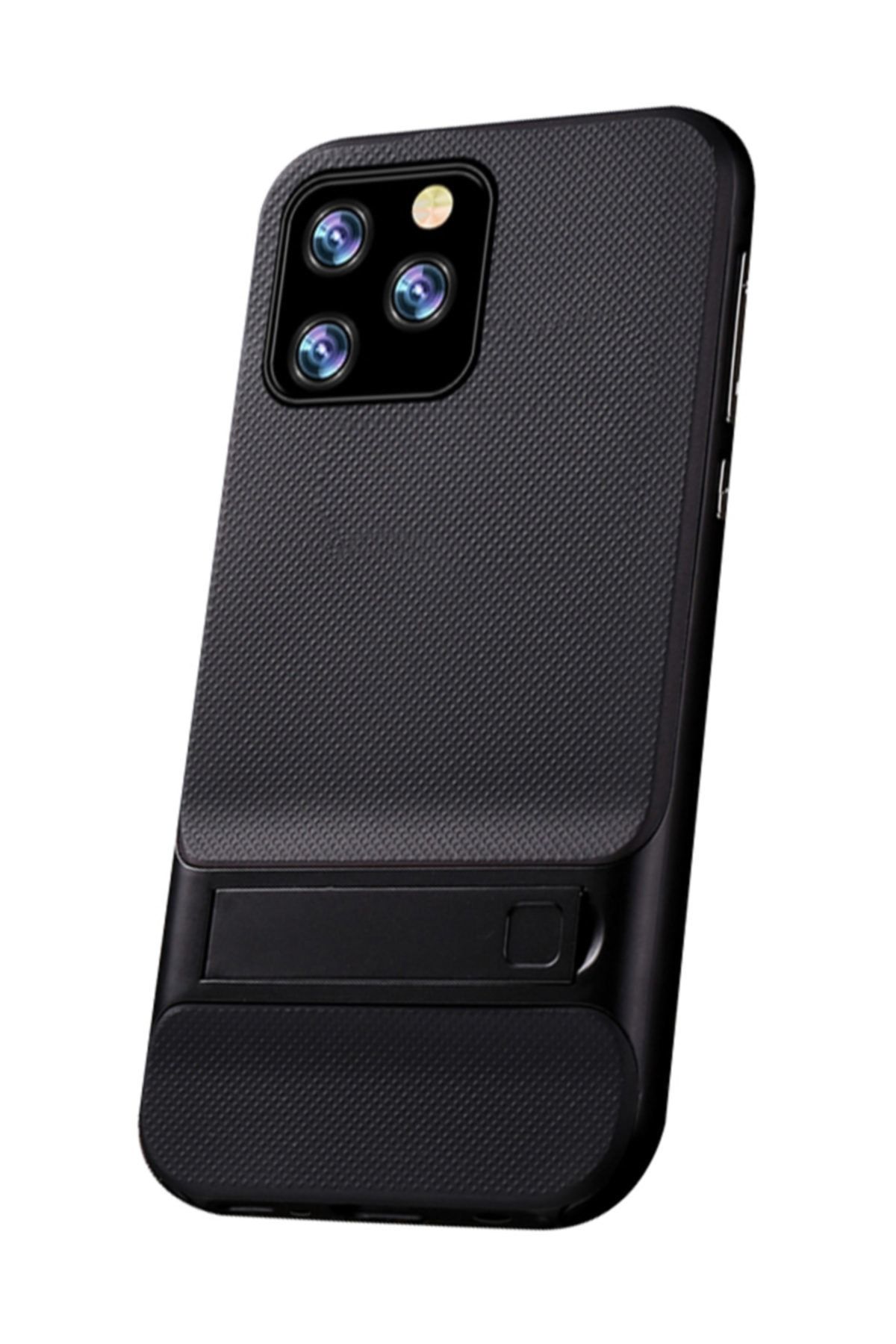 KNY Apple Iphone 11 Pro Kılıf Çift Katmanlı Standlı Ultra Koruma Silikon+nano Cam Ekran Koruyucu