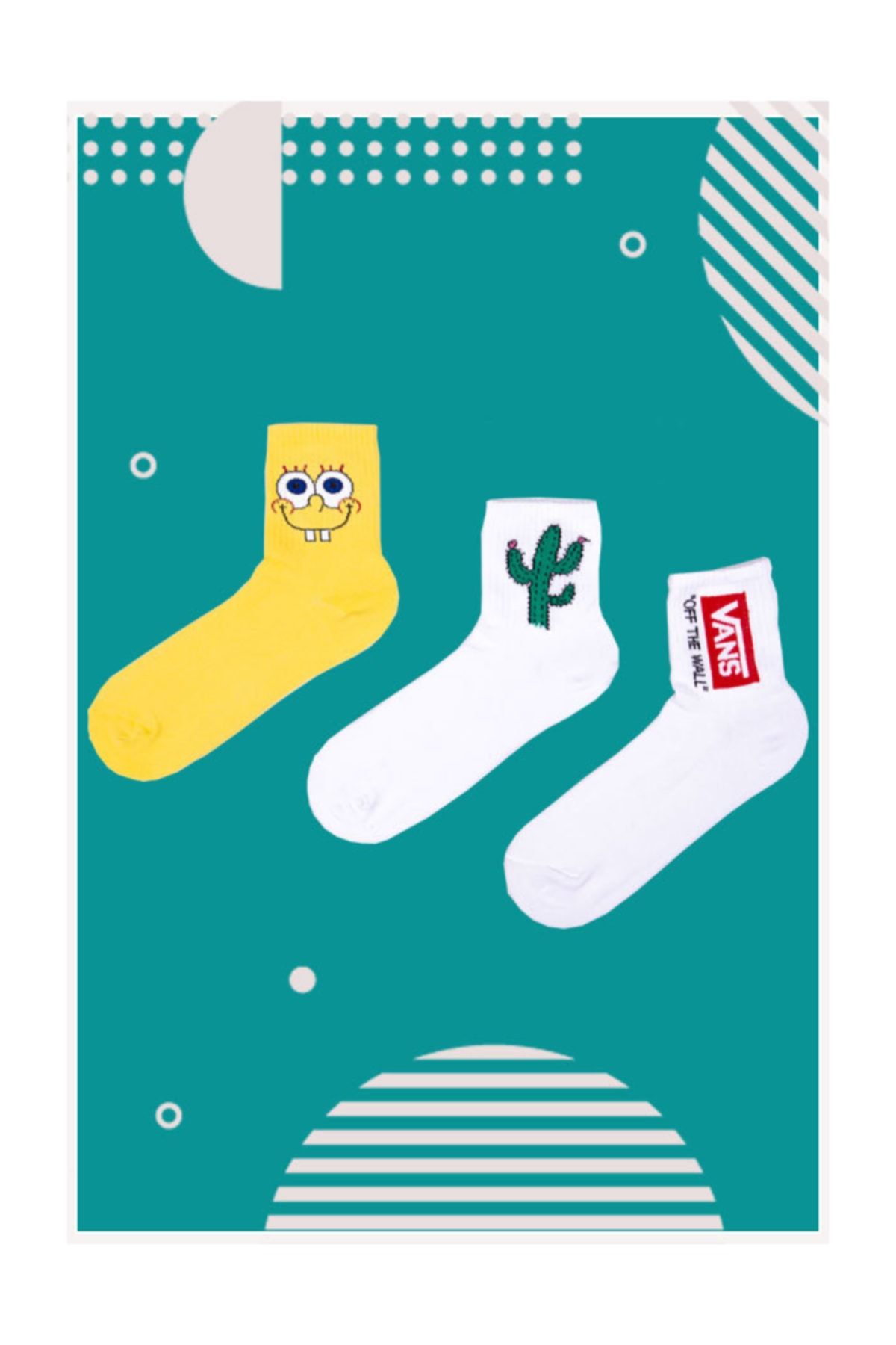 Neşeli Çoraplar Dişlek Sünger Bob Atletik Çorap Set
