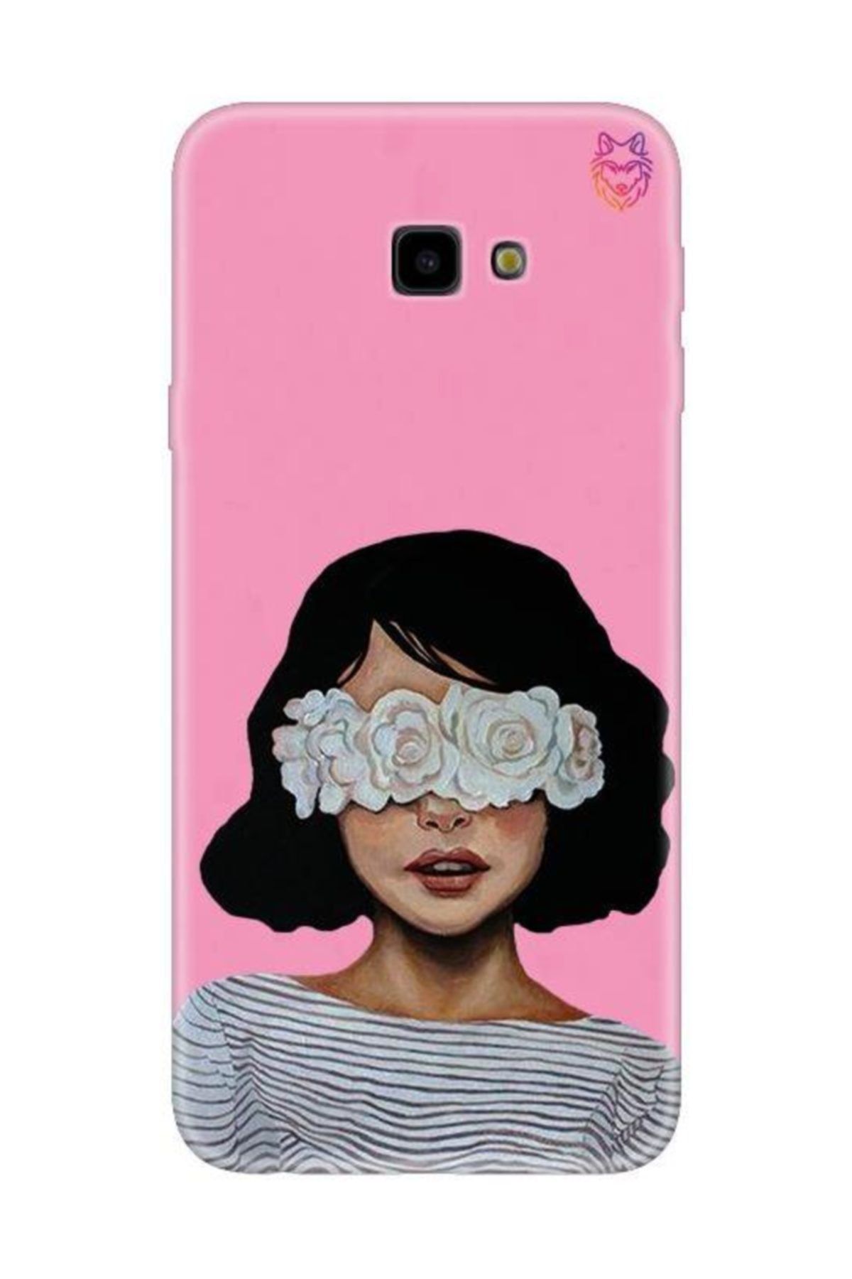 Wolf Dizayn Samsung J4 Plus Pembe Silikon Kılıf -white Rose Girl
