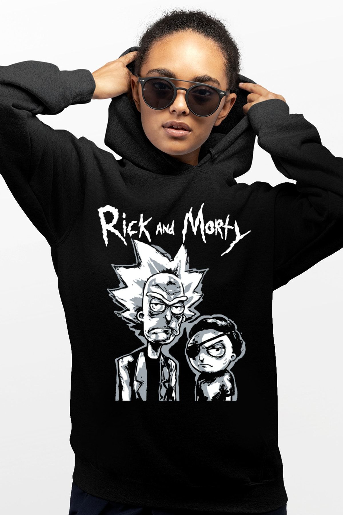 Rock & Roll Rick And Morty Kapşonlu Kadın Sweatshirt