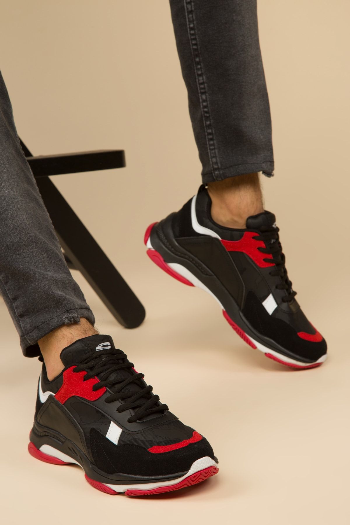 Soho-Men Siyah Kırmızı Erkek Sneaker 2920