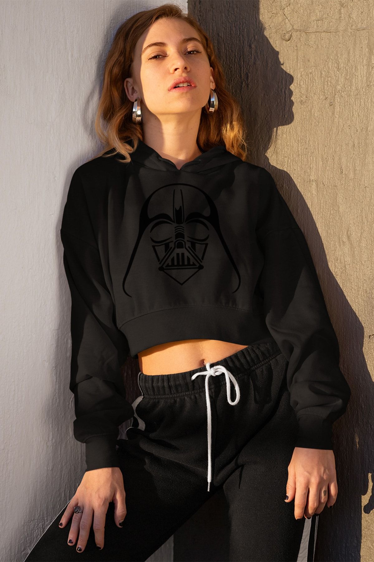 Angemiel Wear Star Wars Darth Vader Siyah Kısa Kapüşonlu Sweatshirt