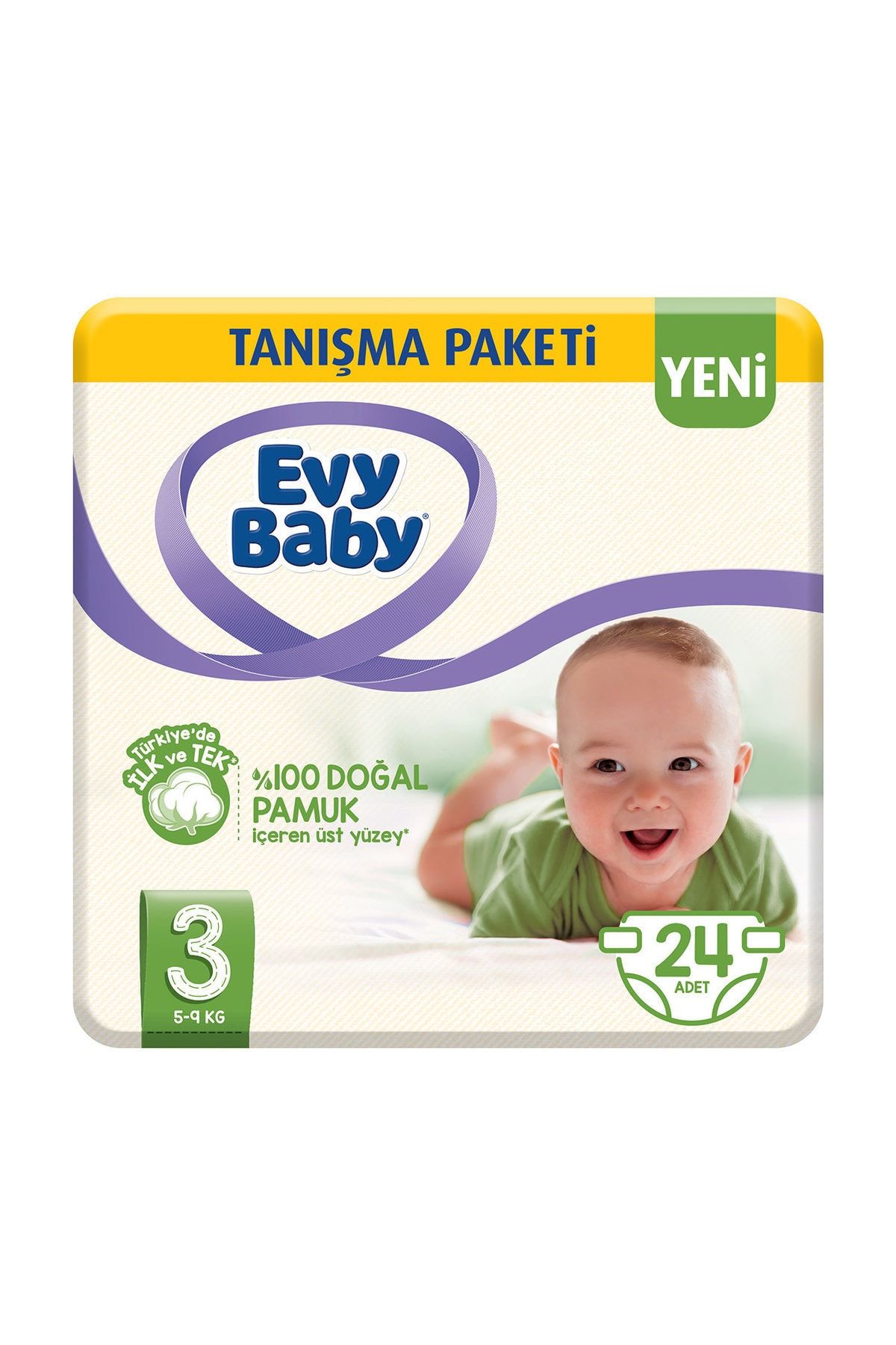 Evy Baby Bebek Bezi 3 Beden Midi Tanışma Paketi 24 Adet