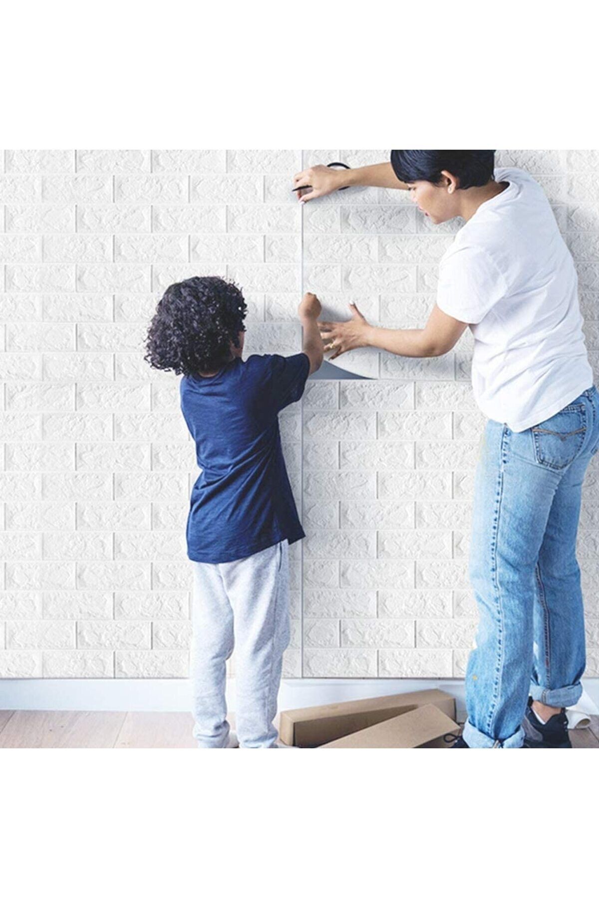Renkli Duvarlar 5 Adet 2,5 M2 01 Beyaz Kendinden Yapışkanlı Duvar Paneli