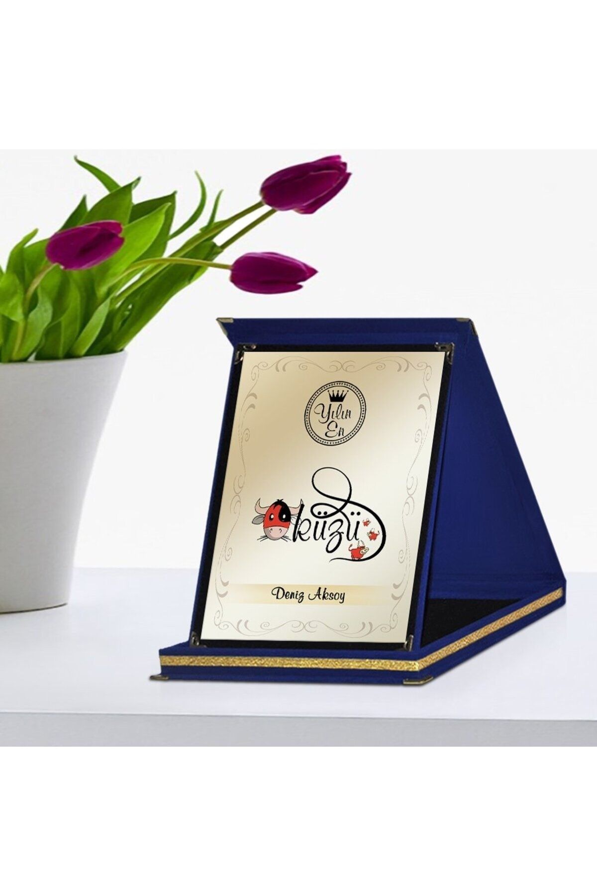 Bk Gift Kişiye Özel Yılın En Öküzü Lacivert Plaket Ödülü