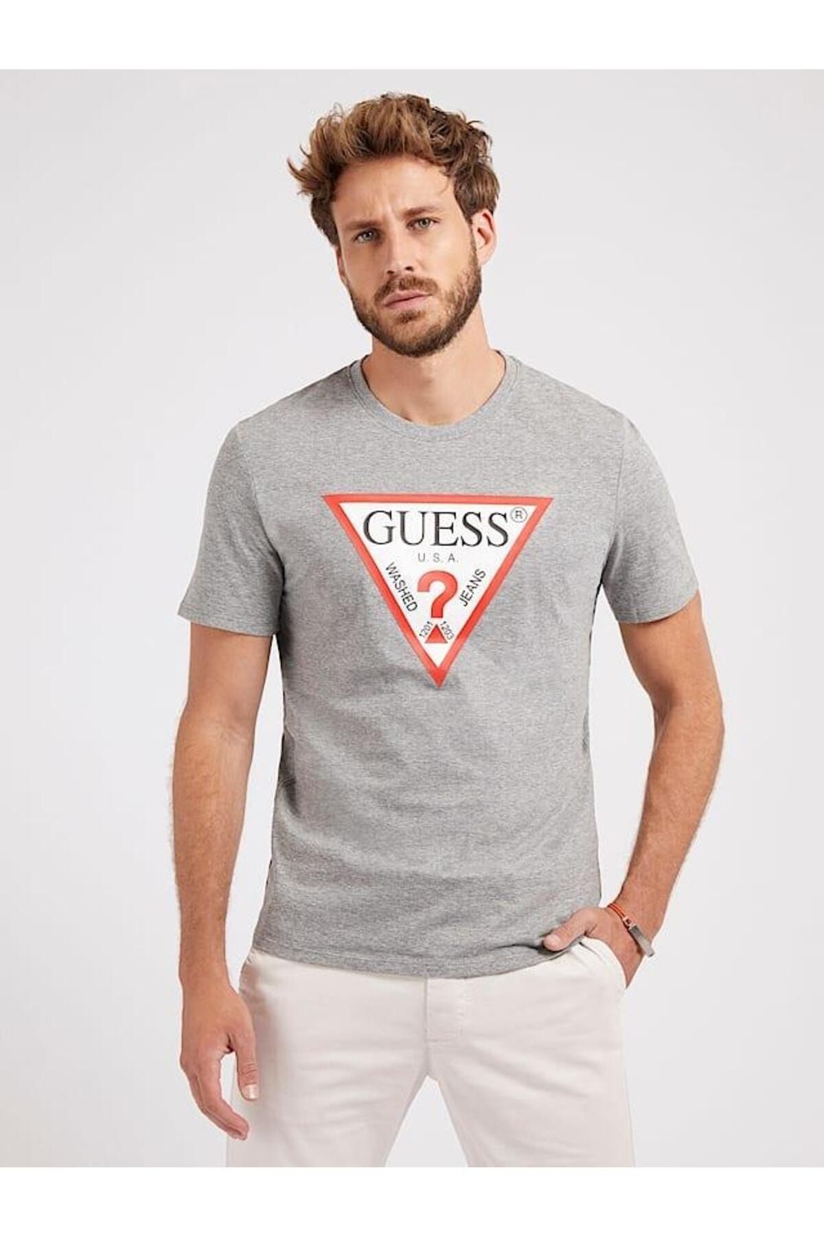 Guess Erkek SİYAH T-Shirt CN SS ORIGINAL LOGO