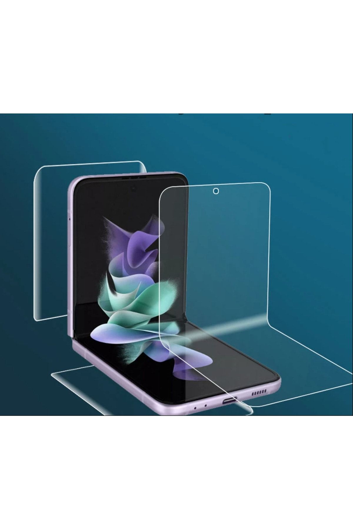 VOYO Galaxy Z Flip 3 Full Kaplama Şeffaf Koruyucu Ekran Ve Arka