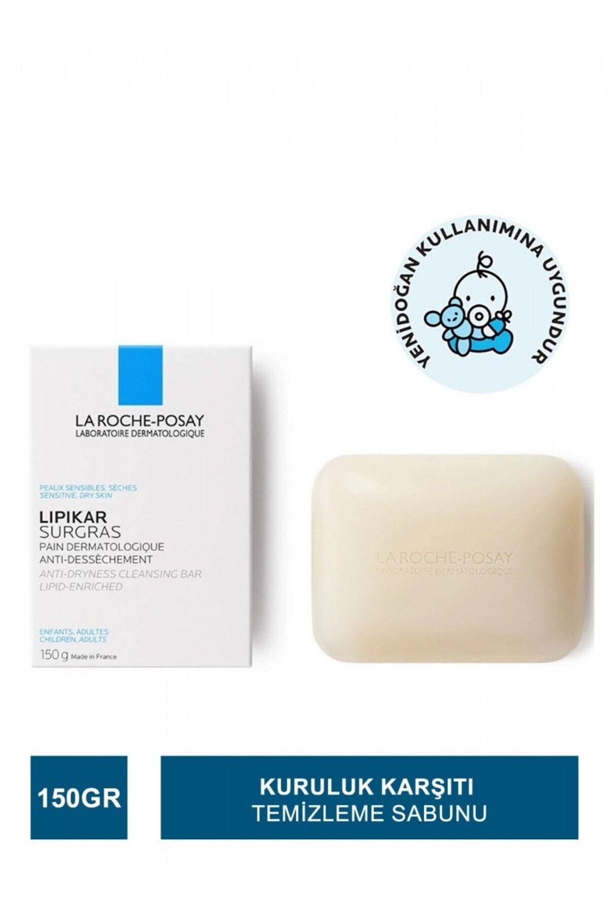 La Roche Posay Lipikar - Hassas Ve Kuru Ciltler İçin Kuruluk Karşıtı Temizleme Sabunu 150 gr