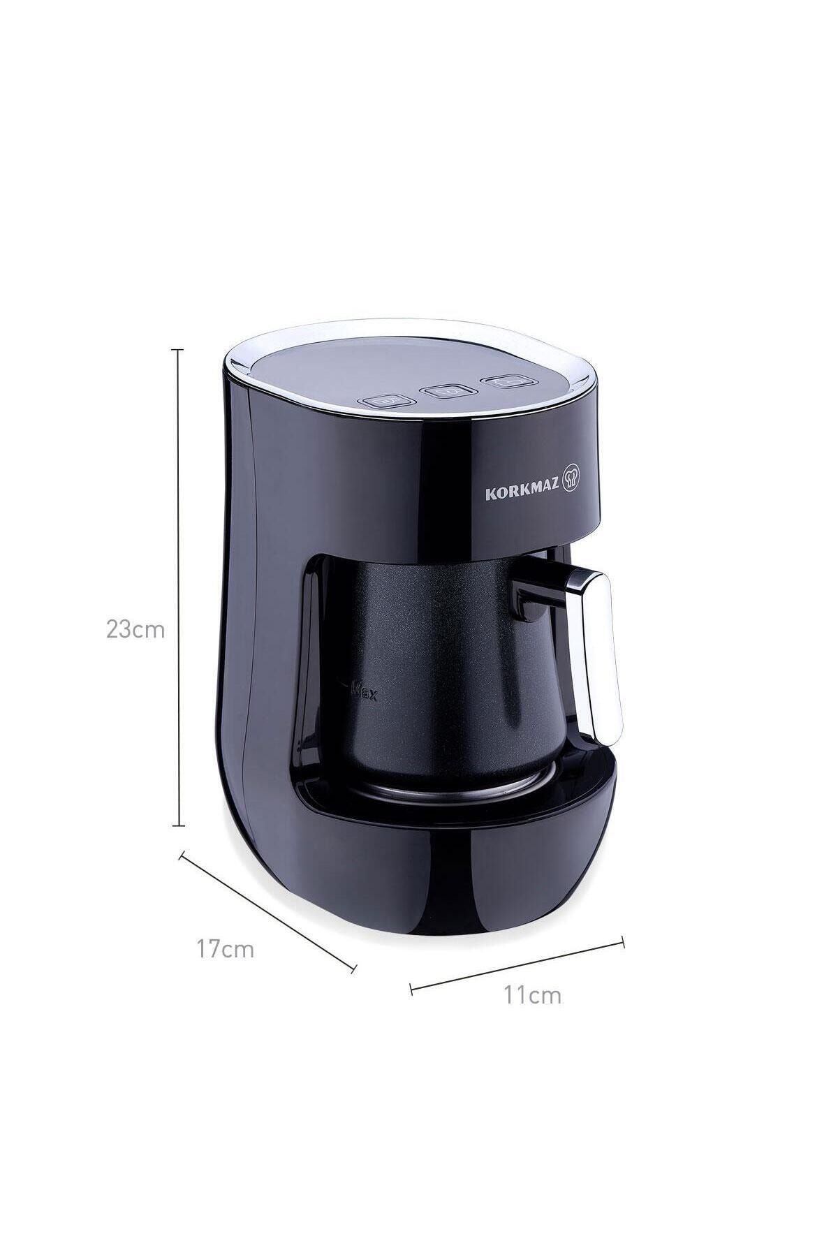 KORKMAZ Granit Sütlü Kahve Makinesi Siyah -3 Farklı Pişirme Modu-