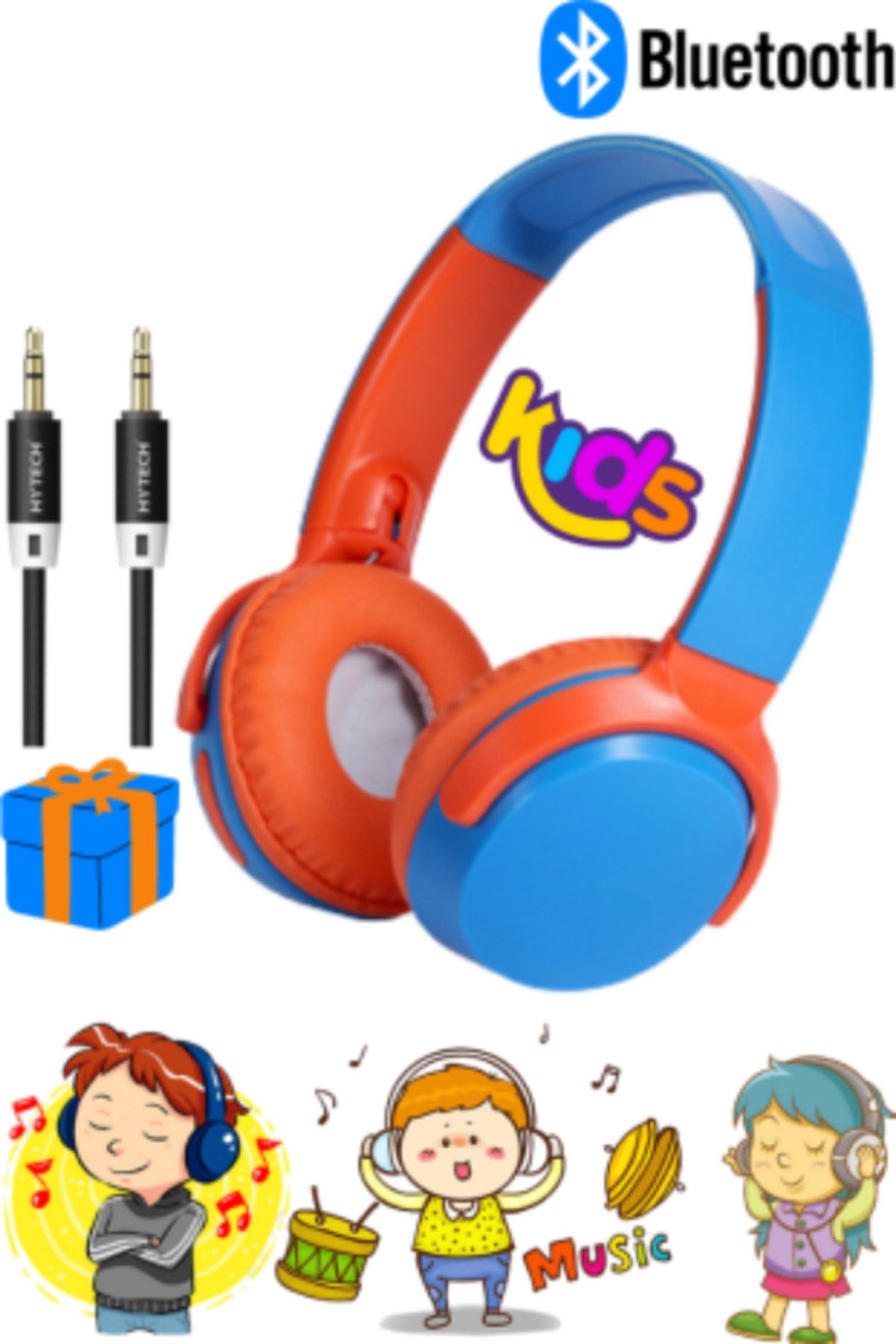 Genel Markalar A+ Kalite Vilya Detaylı Bluetooth Kablosuz Uyumlu Kulaklık Çocuk Oyuncu + Aux Kablo