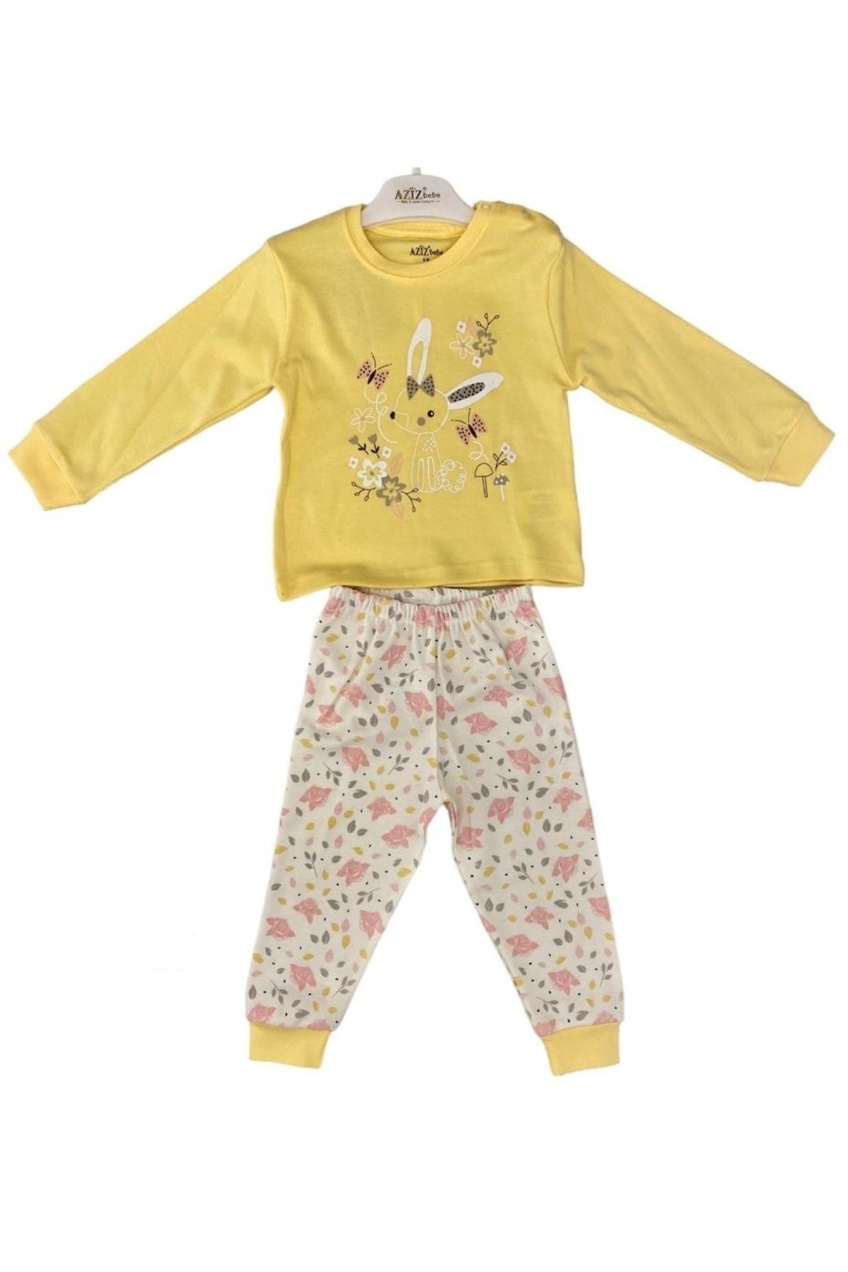 Aziz Bebe Tavşanlı Çiçekli Pijama Takım9469