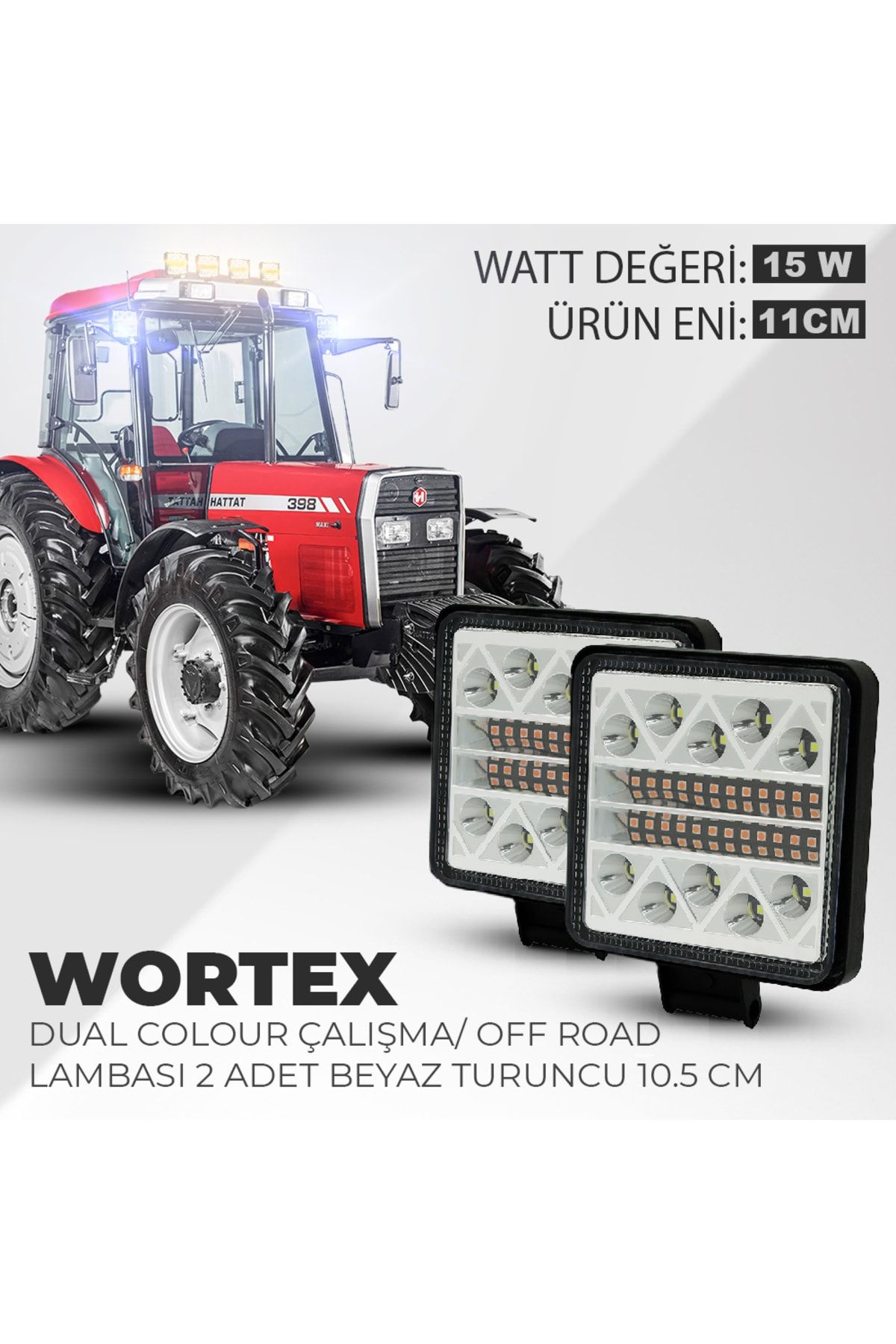 C9 Dual Colour Wortex Çalışma Ve Off Road Lambası Beyaz - Turuncu 10.5 Cm (2 ADET)
