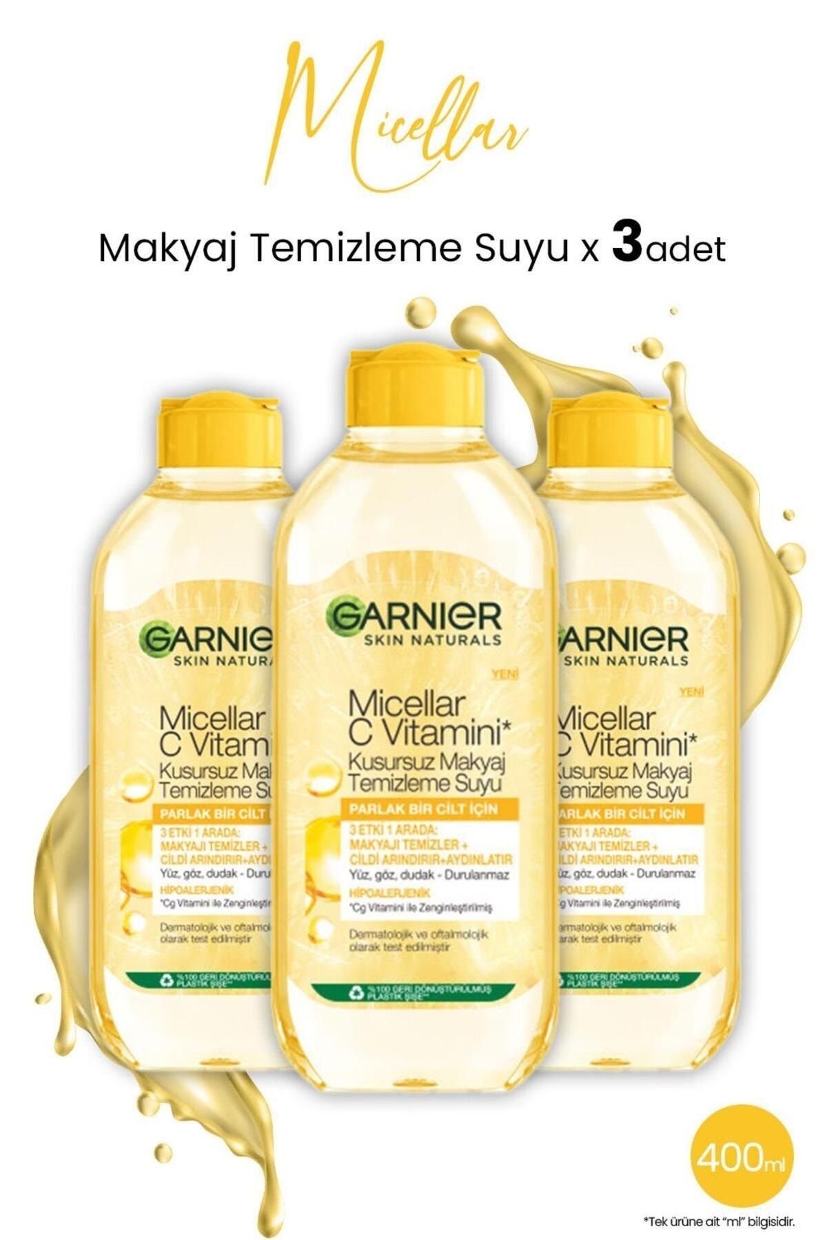Garnier Micellar Kusursuz Makyaj Temizleme Suyu C Vitamini 400 ml x 3 Adet