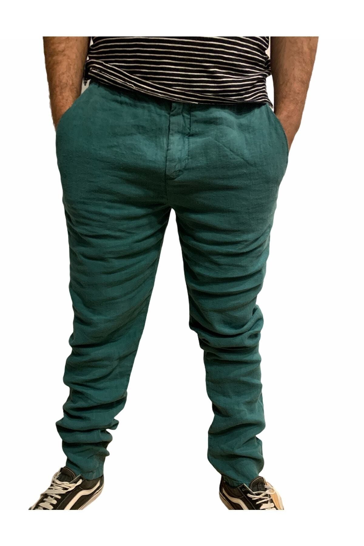 Superfly Linen Pantolon Erkek Yeşil Eşofman Altı 20805-21