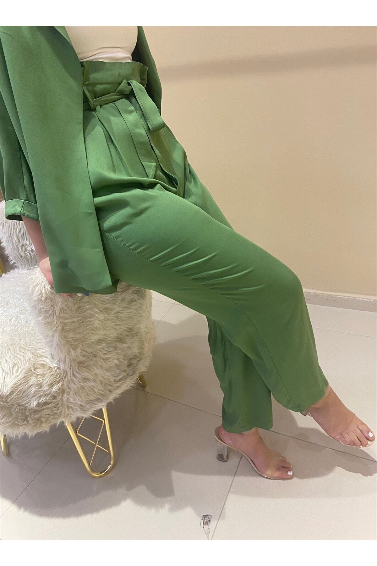 Batik Regular Fit Viskon Pantolon Yeşil