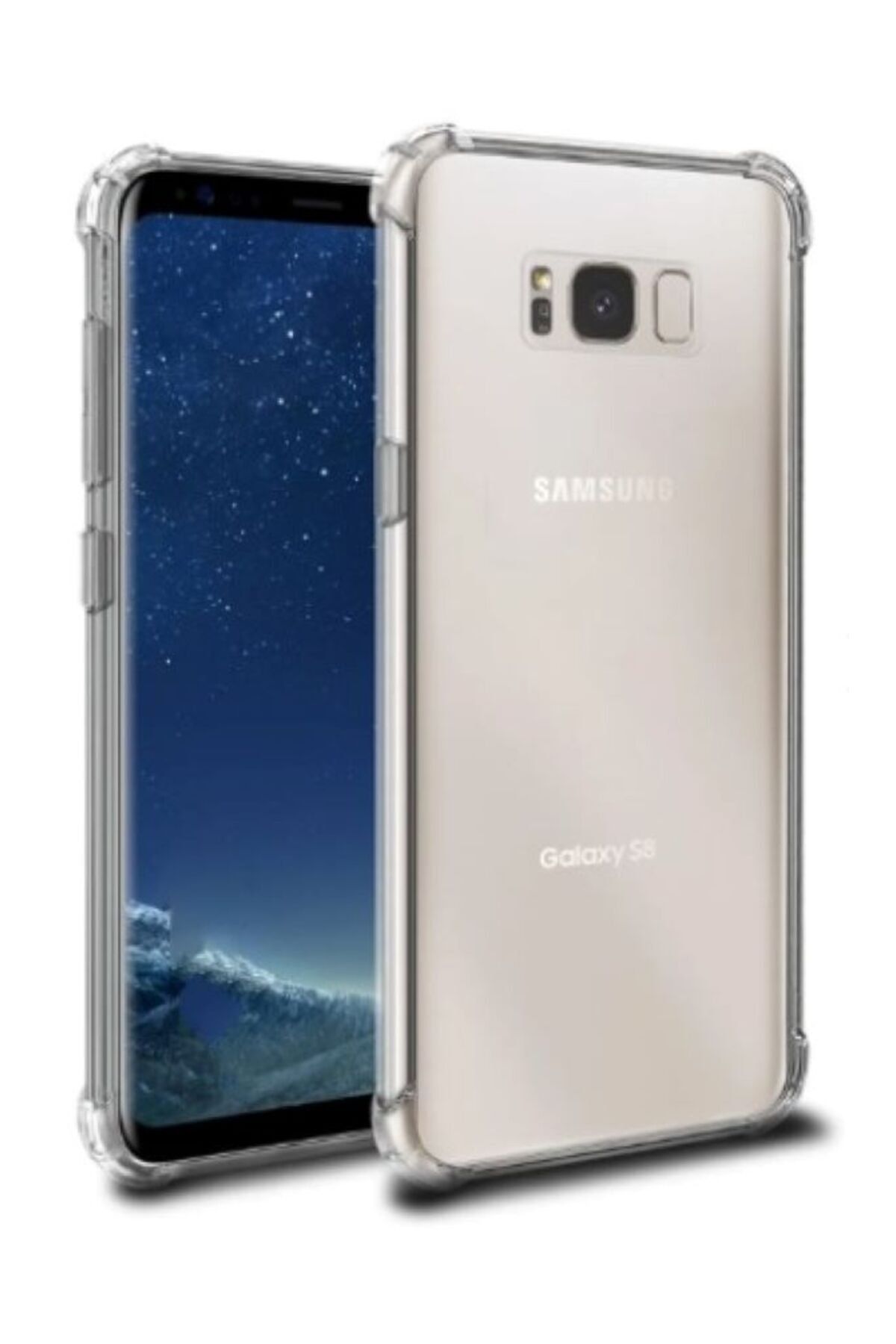 Nezih Case Samsung Galaxy S8 Uyumlu Köşe Korumalı Darbelere Dayanıklı Şeffaf Sert Silikon Kılıf