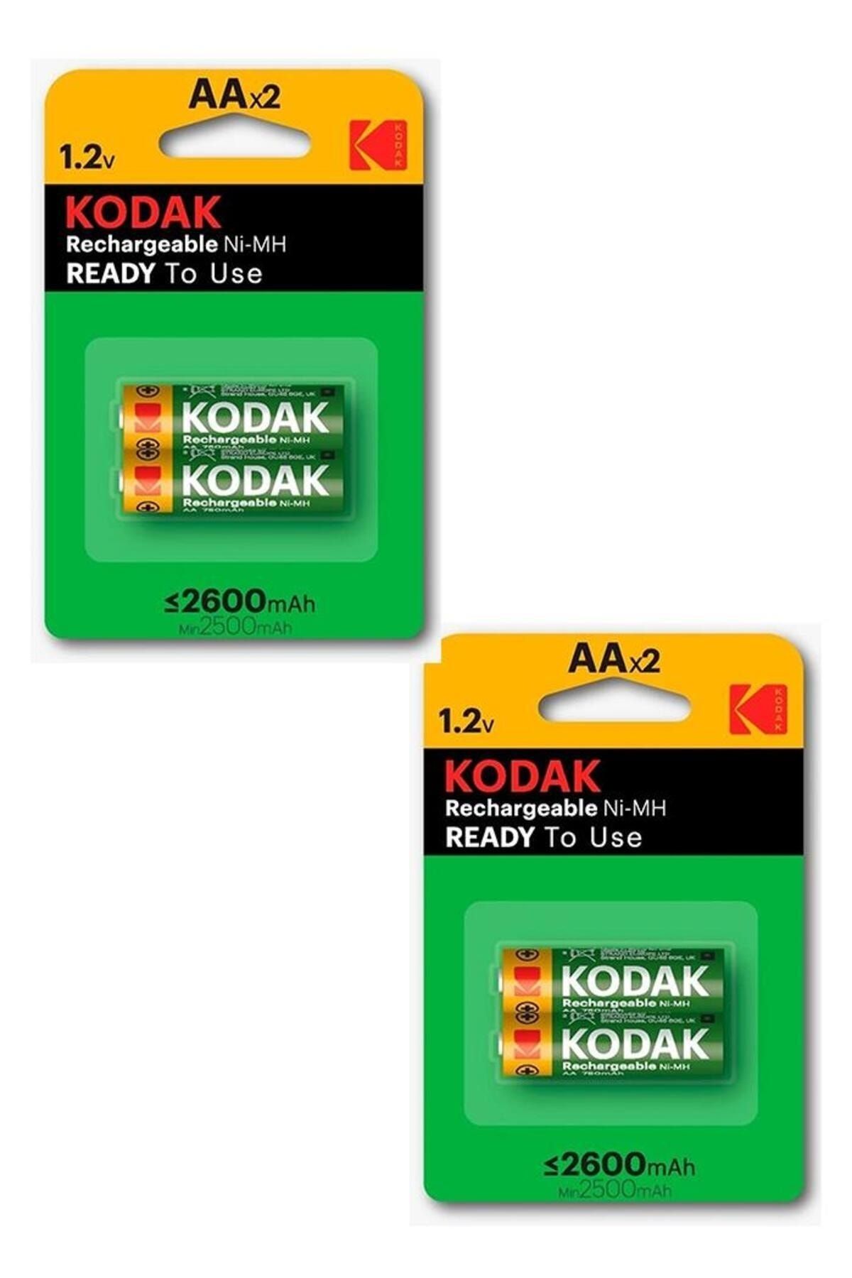 Kodak Kalem Pil Şarj Edilebilir AA 2600 mah 2 li 2 Paket Kumanda Oyuncak Pili Şarjlı Ni-mh 2 Paket Dolduru