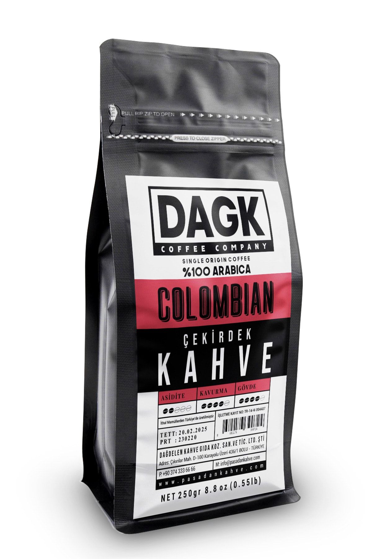 Dagk Colombian Çekirdek Kahve 250gr