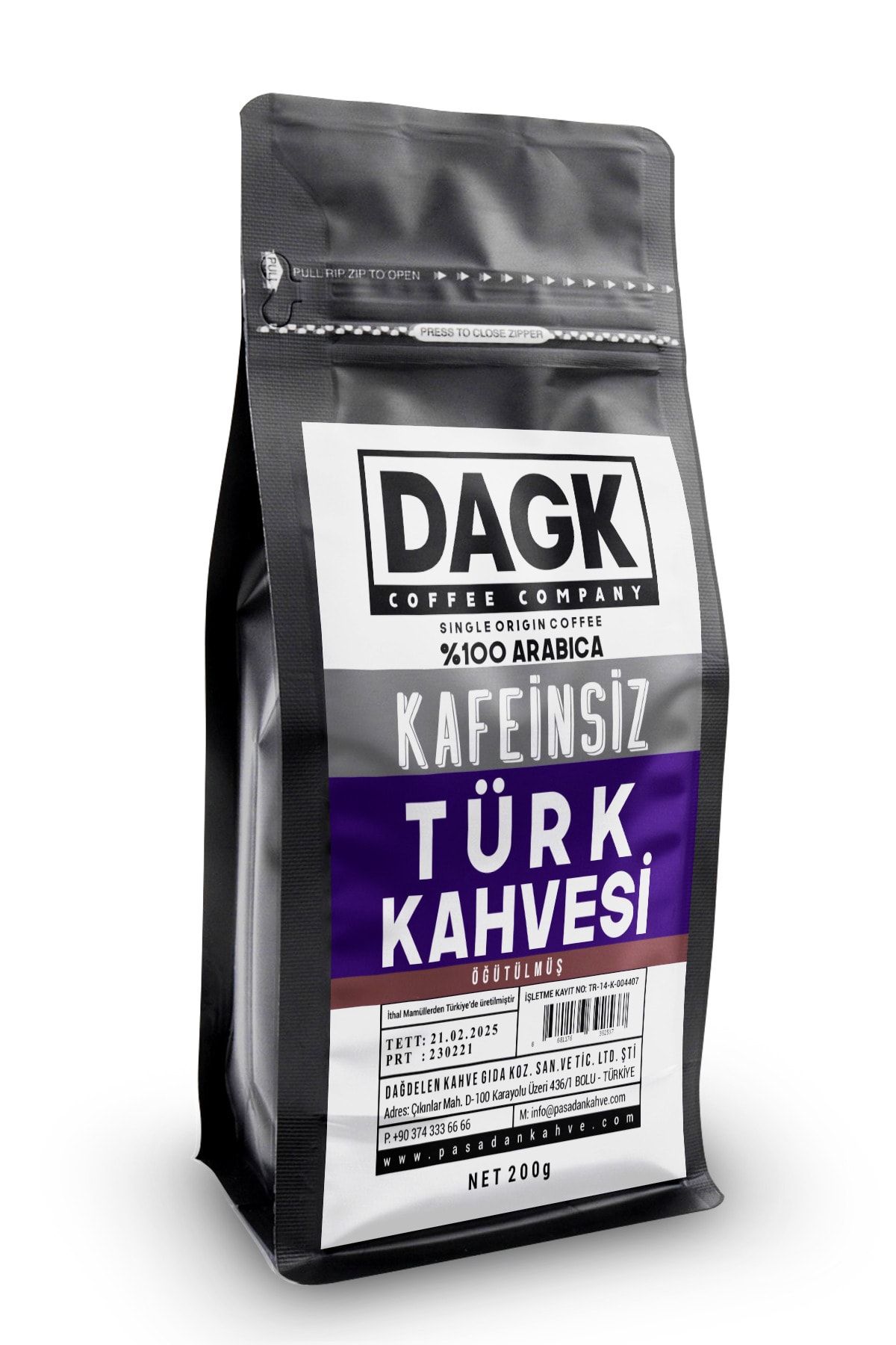 Dagk Kafeinsiz Türk Kahvesi 200gr