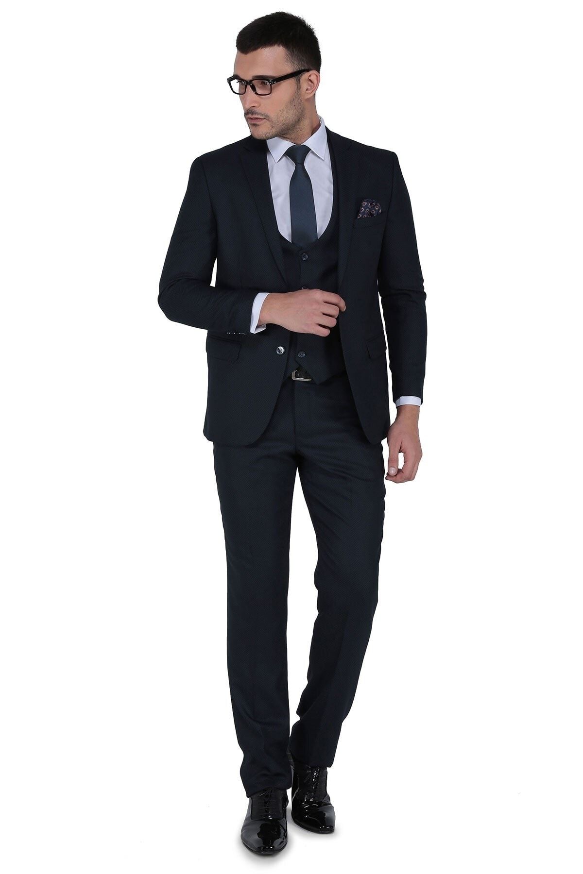 Buenza Erkek Tesla Yelekli Slim Fit Takım Elbise-3B6M0434D098
