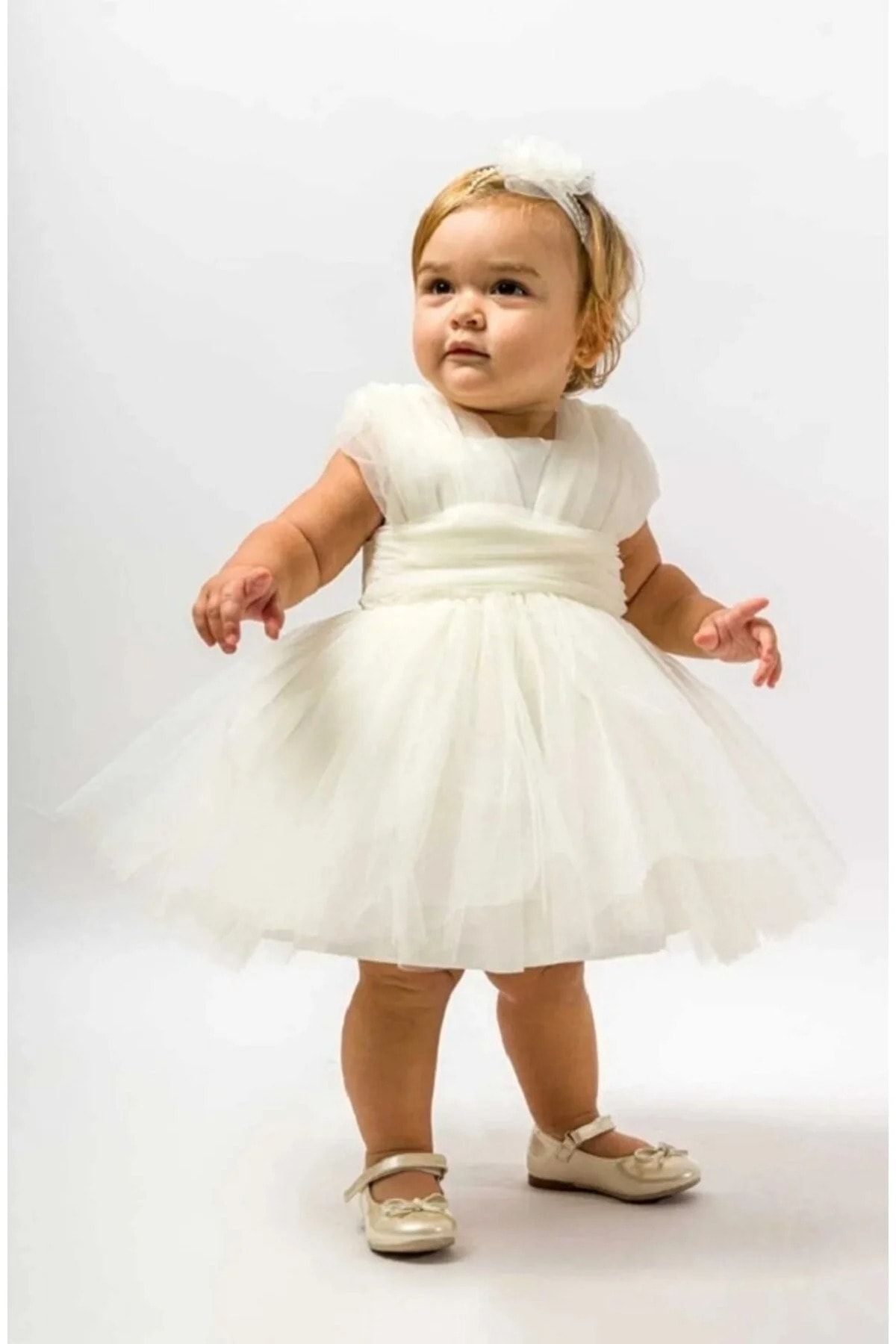 Mono Kids Kız Bebek Tütülü Bandanalı Özel Gün Doğum Günü Elbisesi
