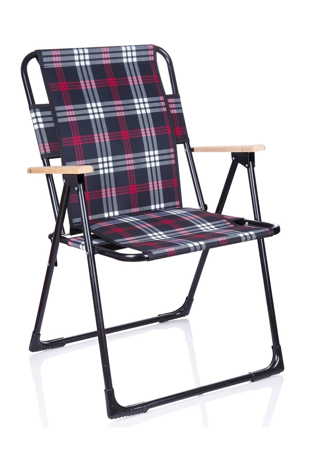 Miras Ekose Pro Katlanır Sandalye, Siyah-Kırmızı (2 Yıl Garanti)