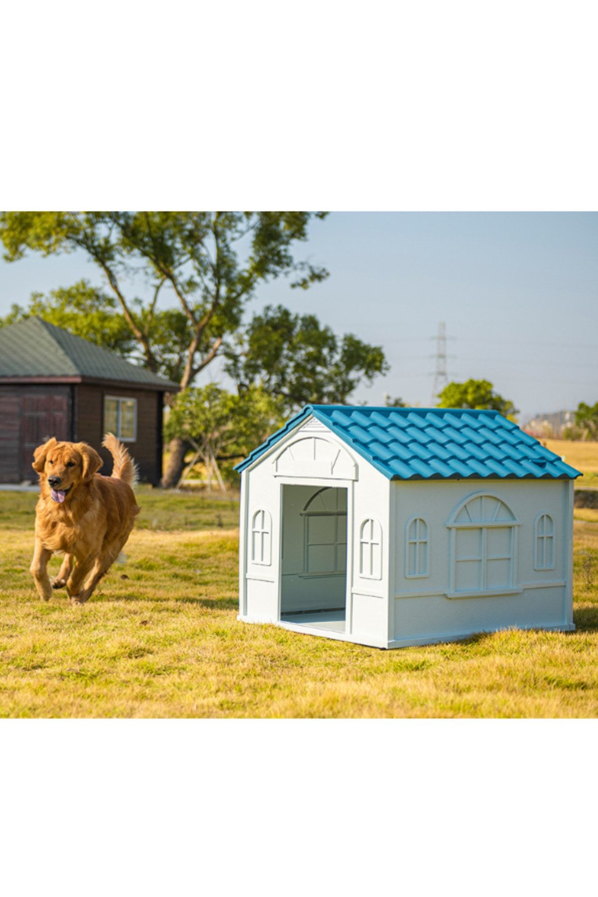 Foxy Plastik Kapısız Yeşil Çatılı Köpek Kulübesi 76x65x63cm