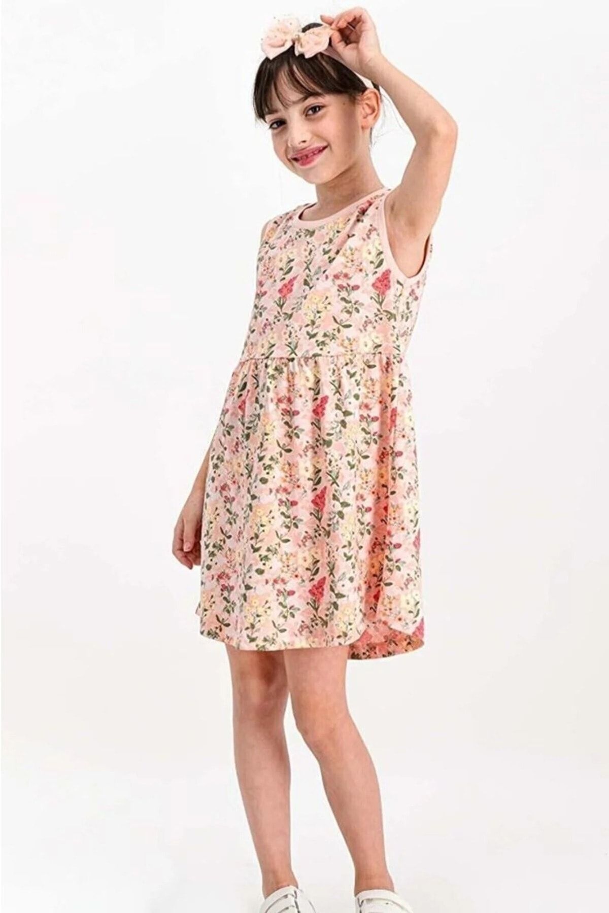 Rolypoly Little Flowers Somon Kız Çocuk Homewear Elbise