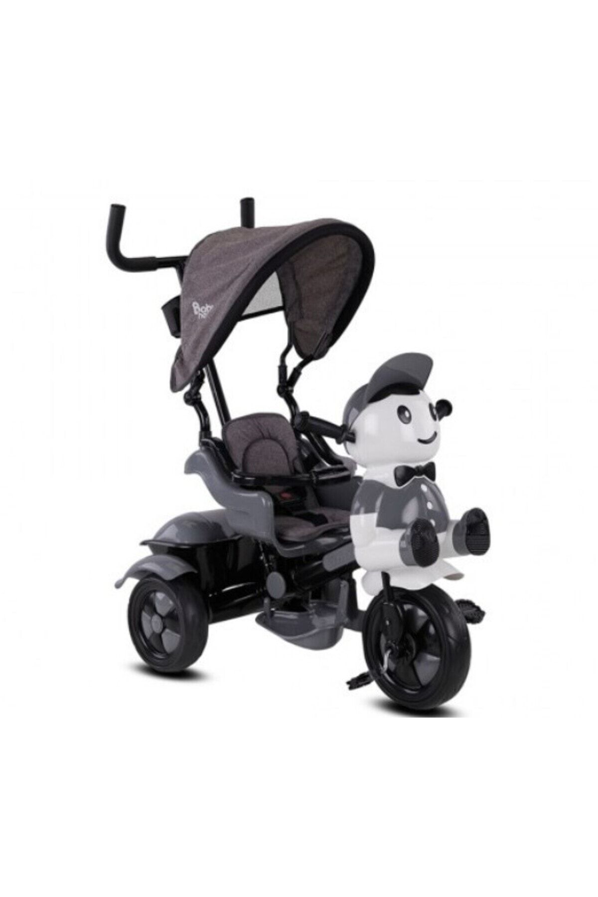 Babyhope 0125A Yupi Panda Ebeveyn Kontrollü Üçteker İtmeli Çocuk Bisikleti Gri