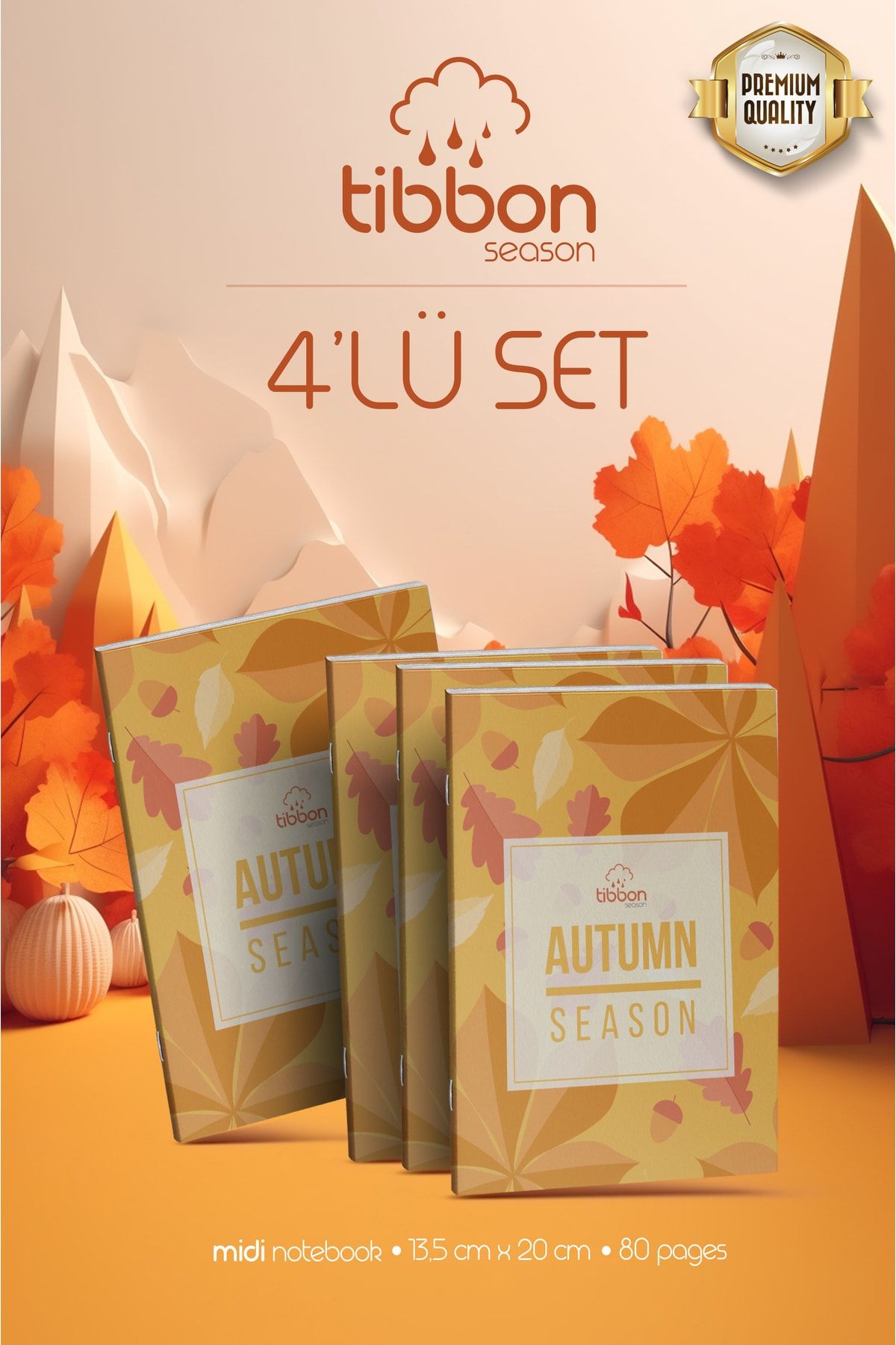 Tibbon Autumn Season Midi Defter Dikişli 4'lü Set 61