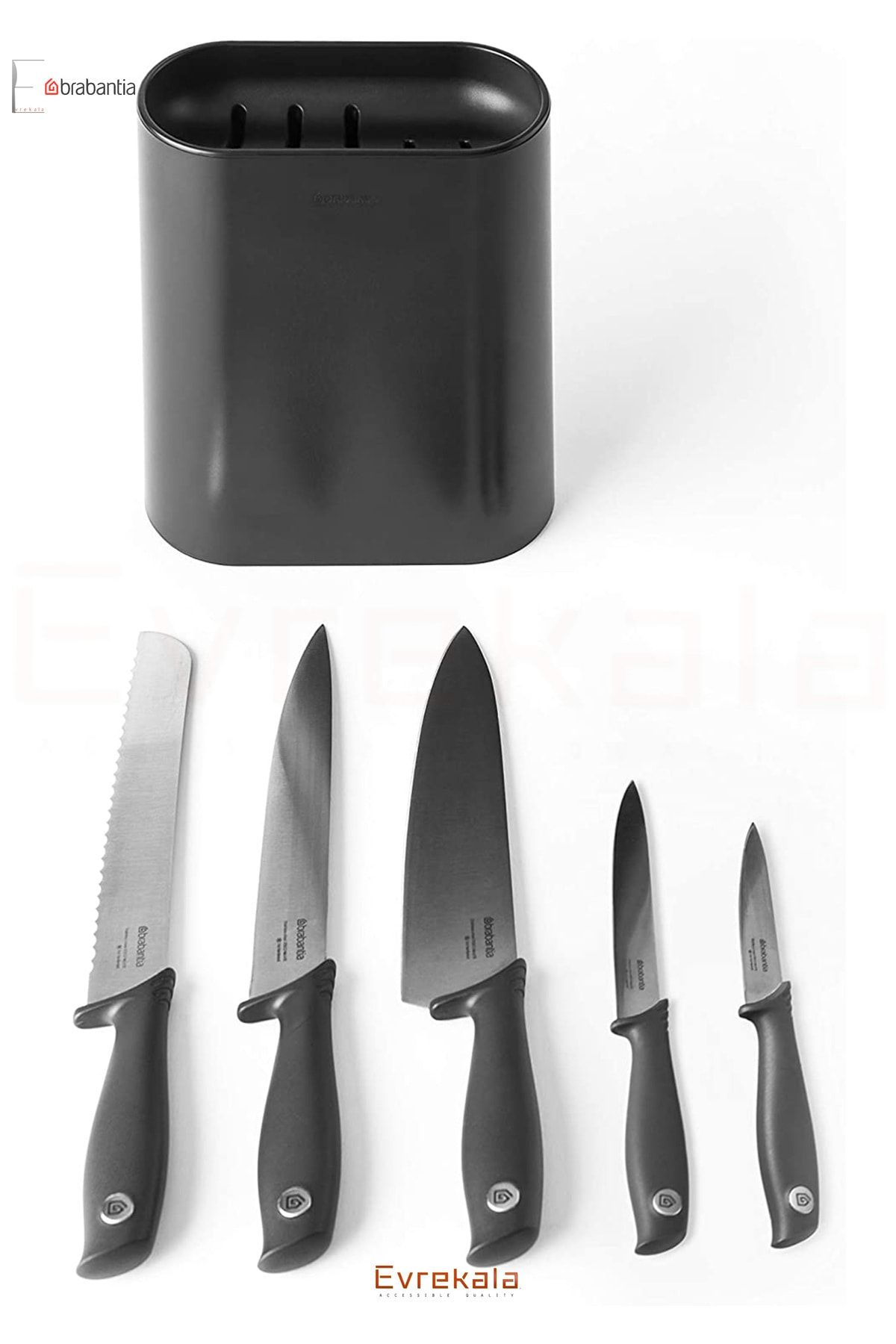 Brabantıa Evrekala Shop Siyah Bıçak Seti Brabantia New Black Knife Set