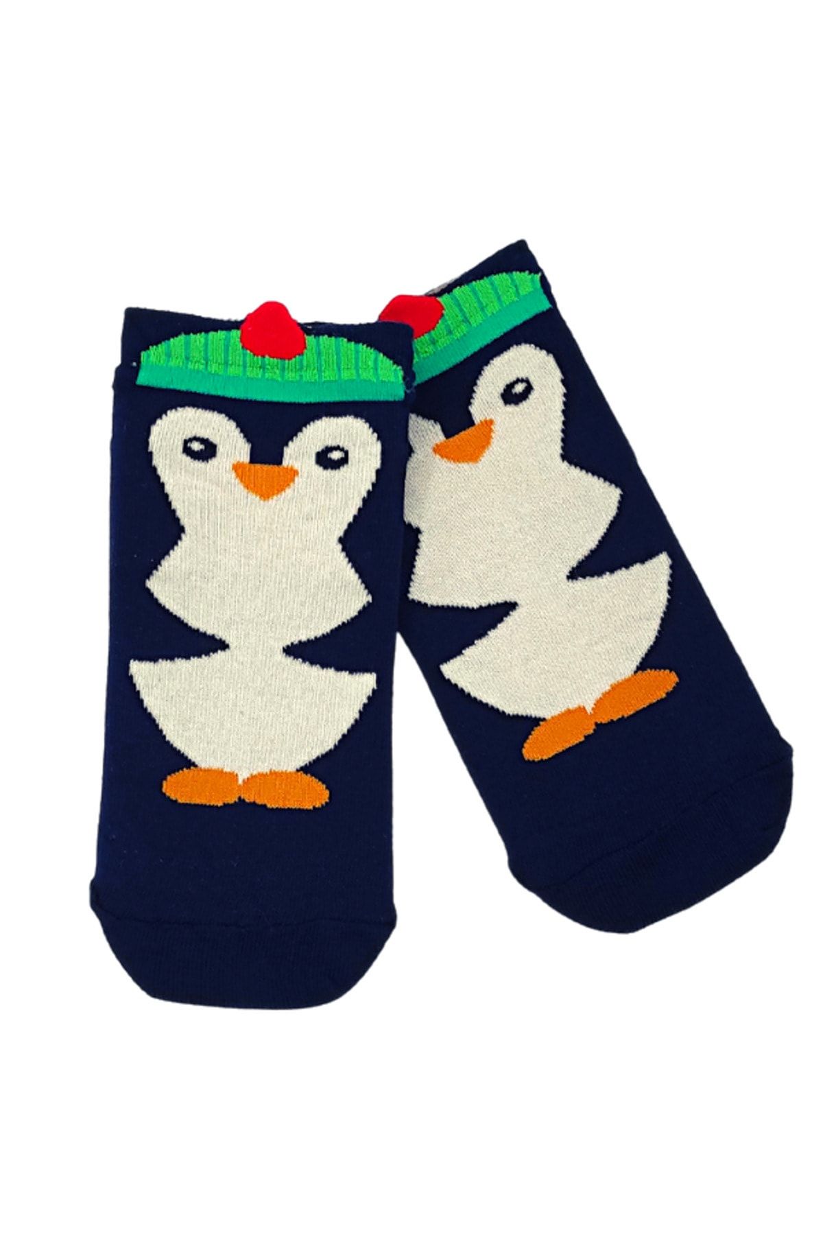 Bonapart Unisex Happy Penguen Renkli Patik Çorap