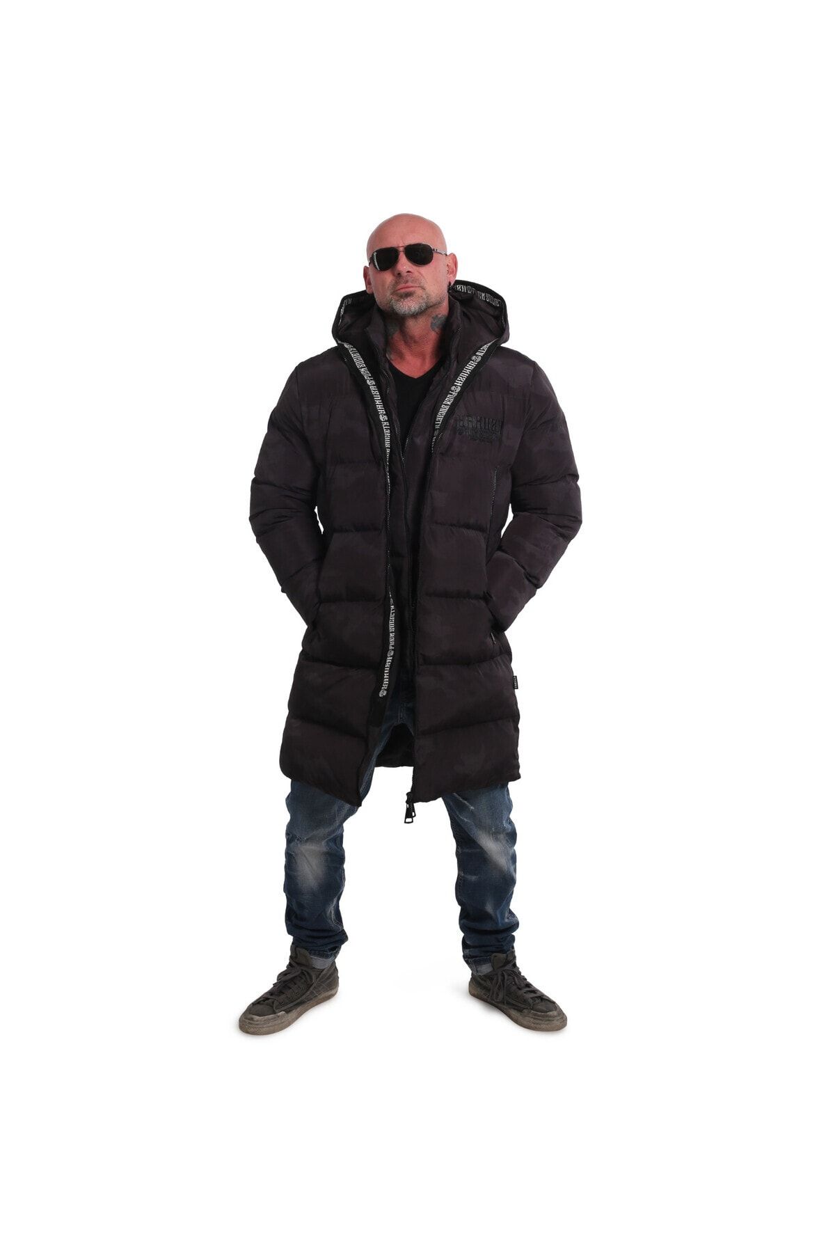 YAKUZA Trackz 2pad Winter Jacket Mont Kamuflaj Desenlı Siyah,erkek Kapşonlu Çift Fermuar, Parka